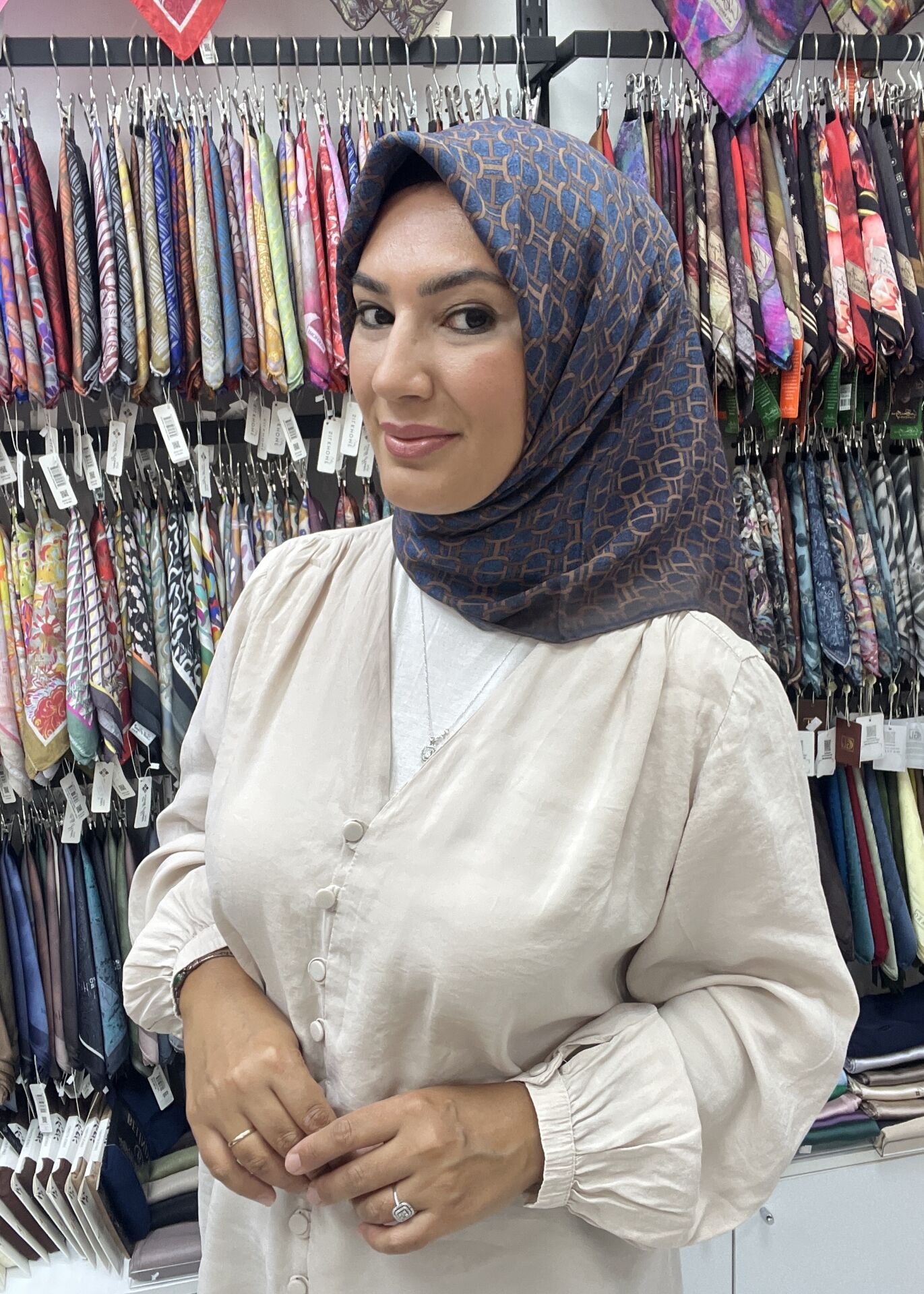LA BOUTİQUE GÜZ SERİSİ EŞARP 1181 LACİVERT SÜTLÜ KAHVE