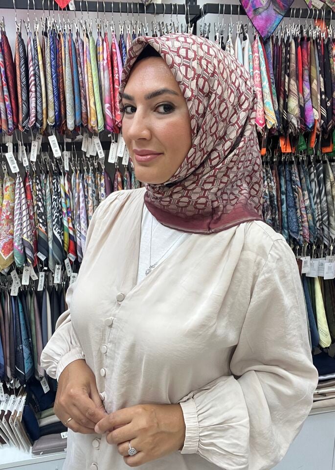 LA BOUTİQUE GÜZ SERİSİ EŞARP 1181 BORDO-KREM