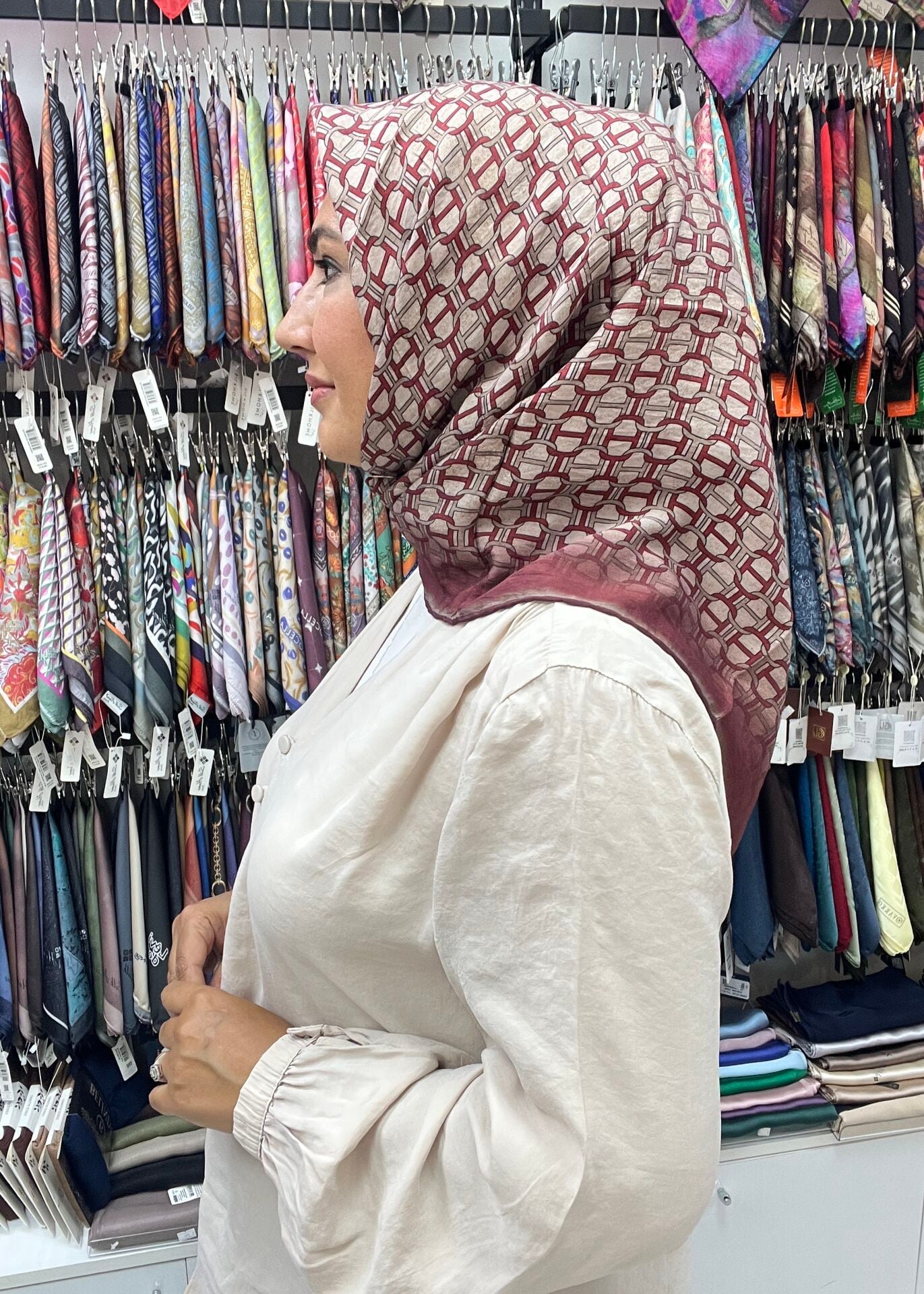 LA BOUTİQUE GÜZ SERİSİ EŞARP 1181 BORDO-KREM