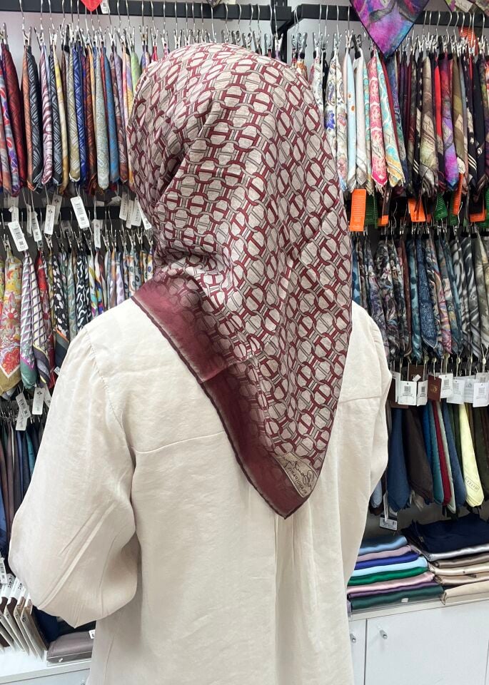 LA BOUTİQUE GÜZ SERİSİ EŞARP 1181 BORDO-KREM
