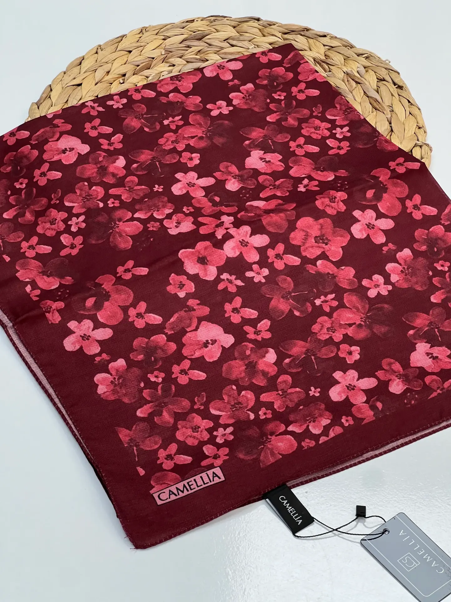 çiçek desen soft şallar bordo