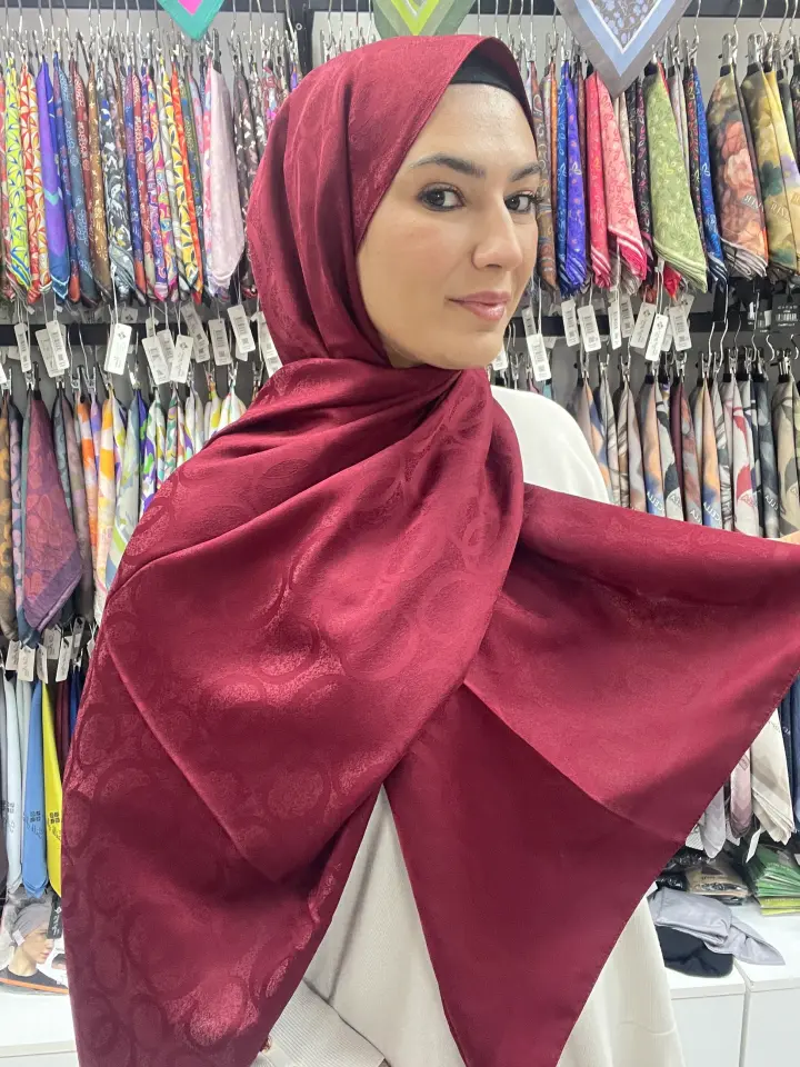 Halka desen jakar şal BORDO