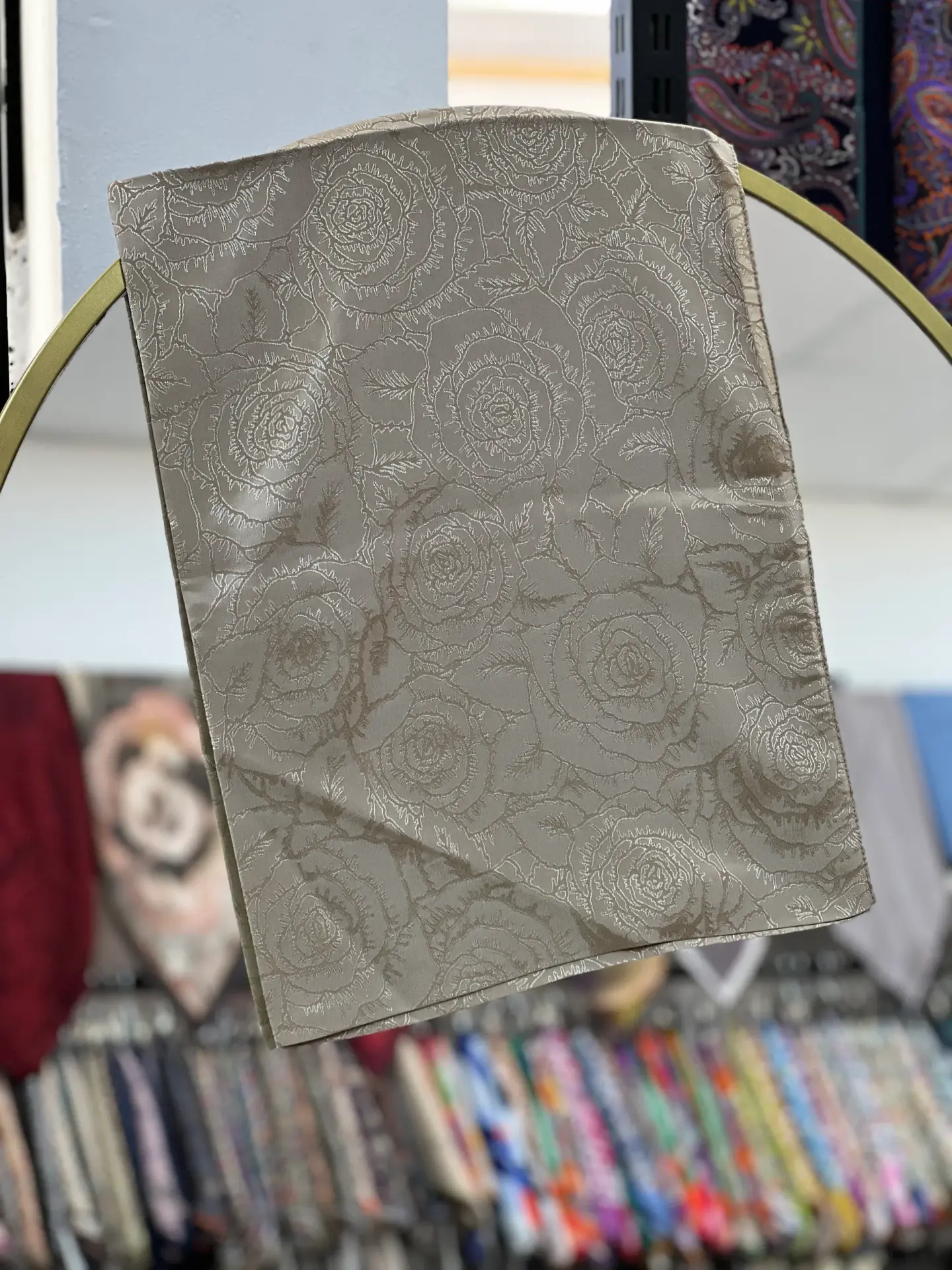 VUAL PAMUK ŞAL GÜL DESEN GOLD
