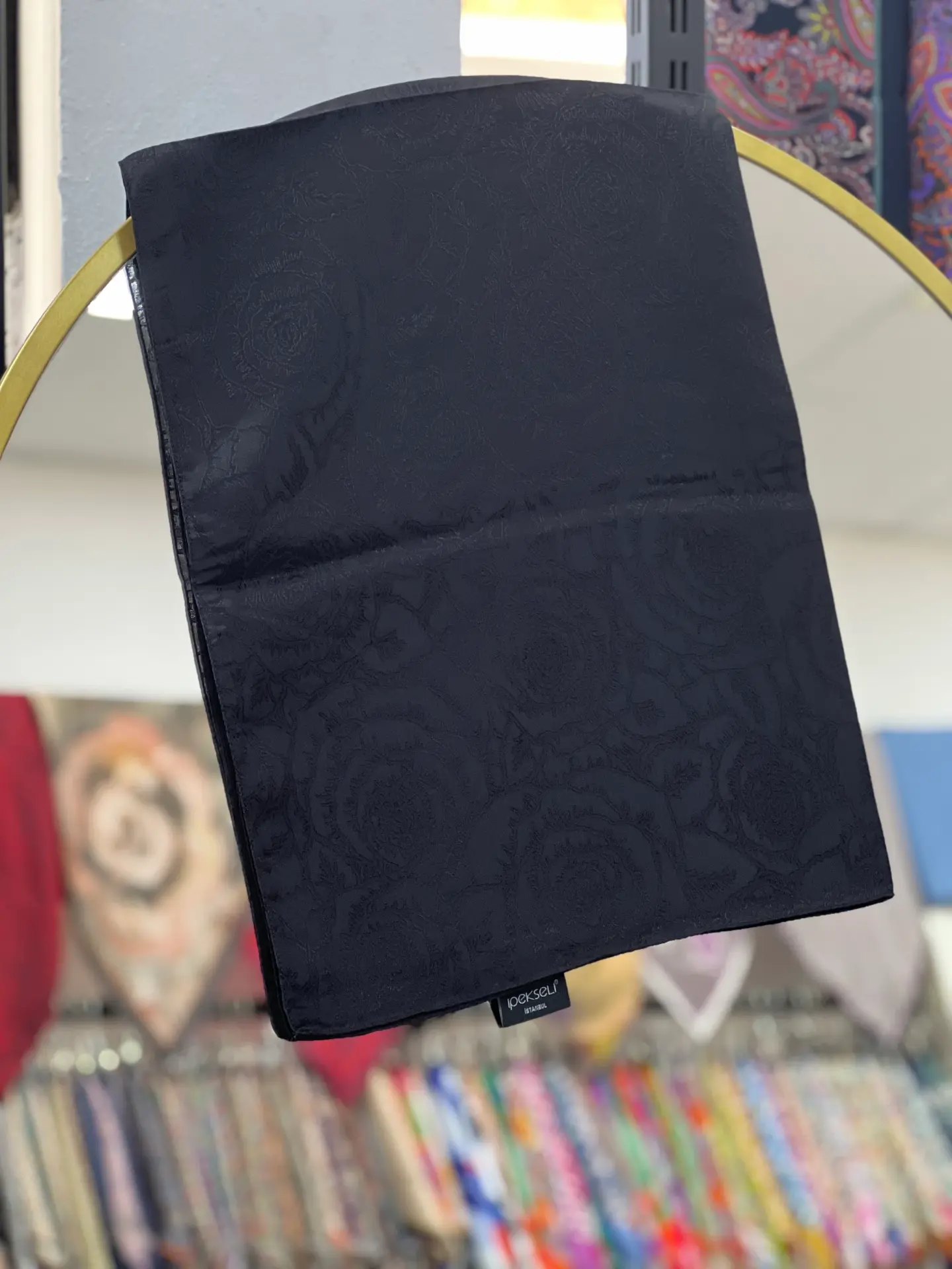 VUAL PAMUK ŞAL GÜL DESEN siyah