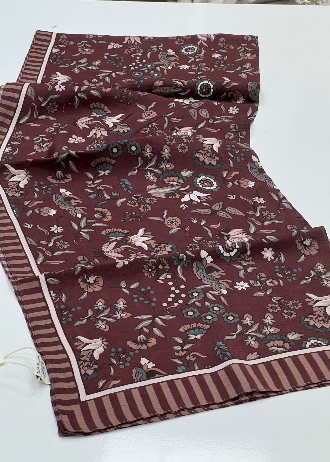 FENZA BATİK DESEN MODAL İPEK ŞAL 1192 KOYU BORDO