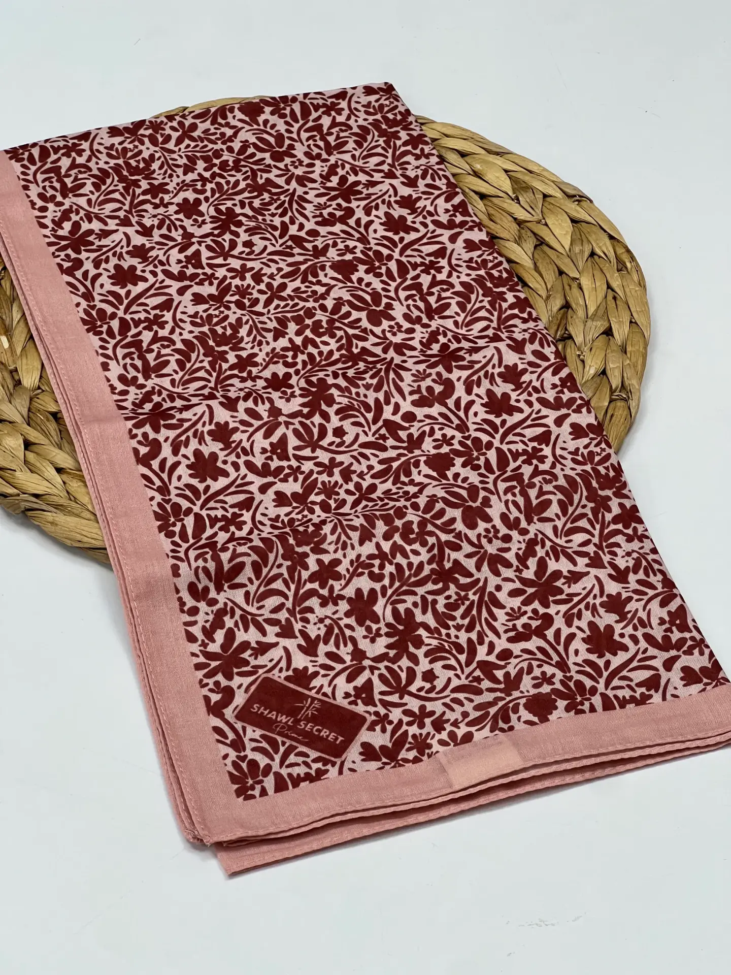LAVANTA KOKULU ÇİÇEK DESEN EŞARP bordo pudra