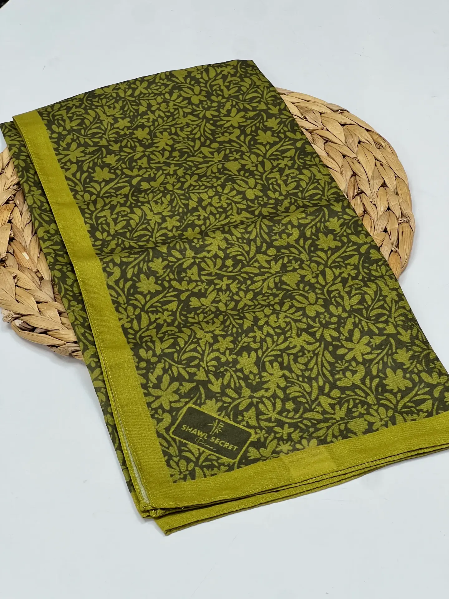 LAVANTA KOKULU ÇİÇEK DESEN EŞARP FISTIK YEŞİL