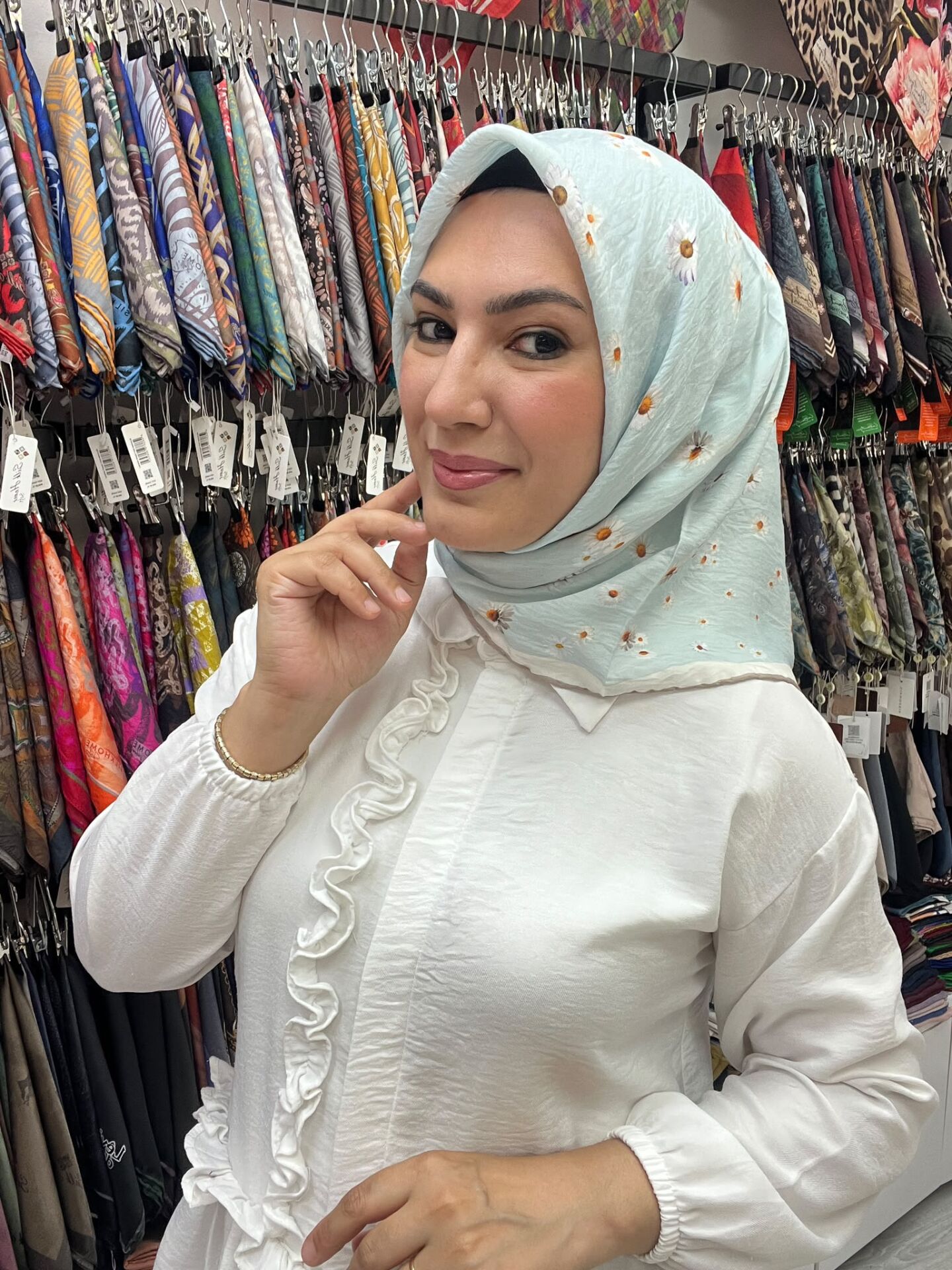 LA BOUTIQUE GÜZ SERİSİ PAPATYA DESEN 1201 MİNT YEŞİL