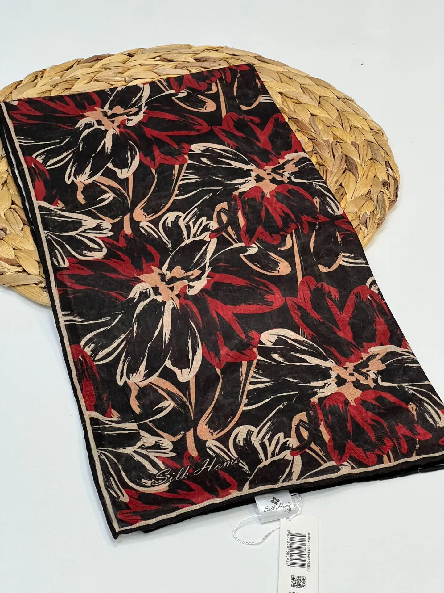 Silk home desenli soft esarp 1018 BORDO