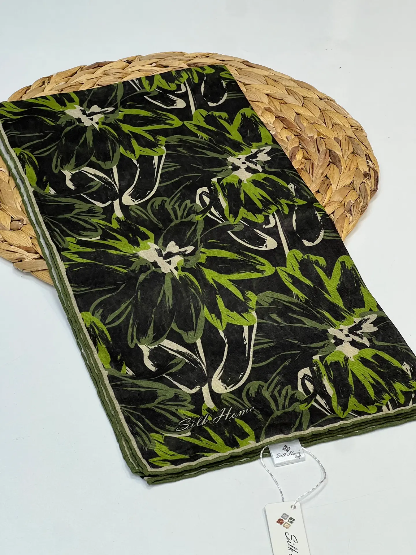 Silk home desenli soft esarp 1018 KÜF YEŞİL