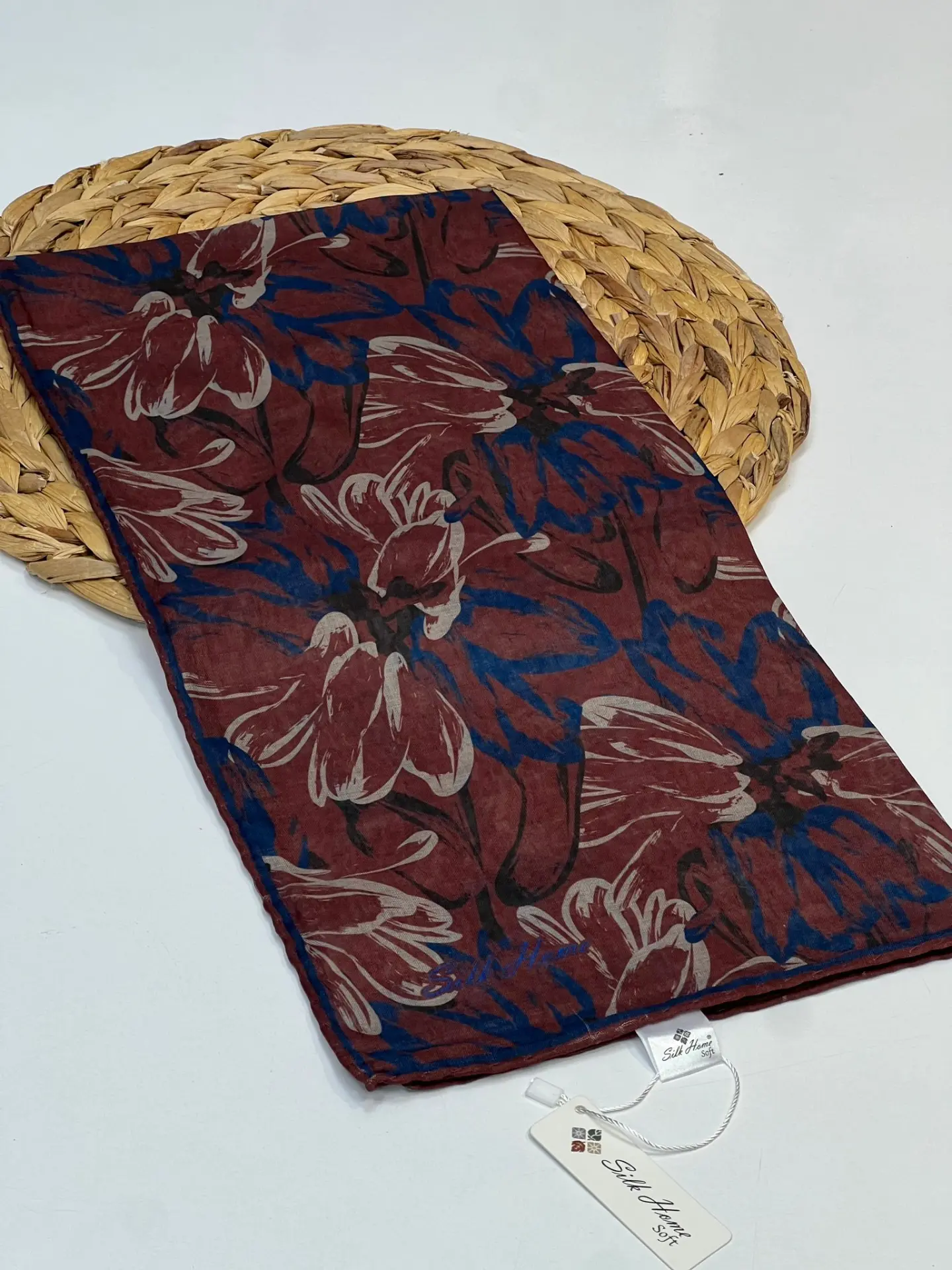 Silk home desenli soft esarp 1018 BORDO 2