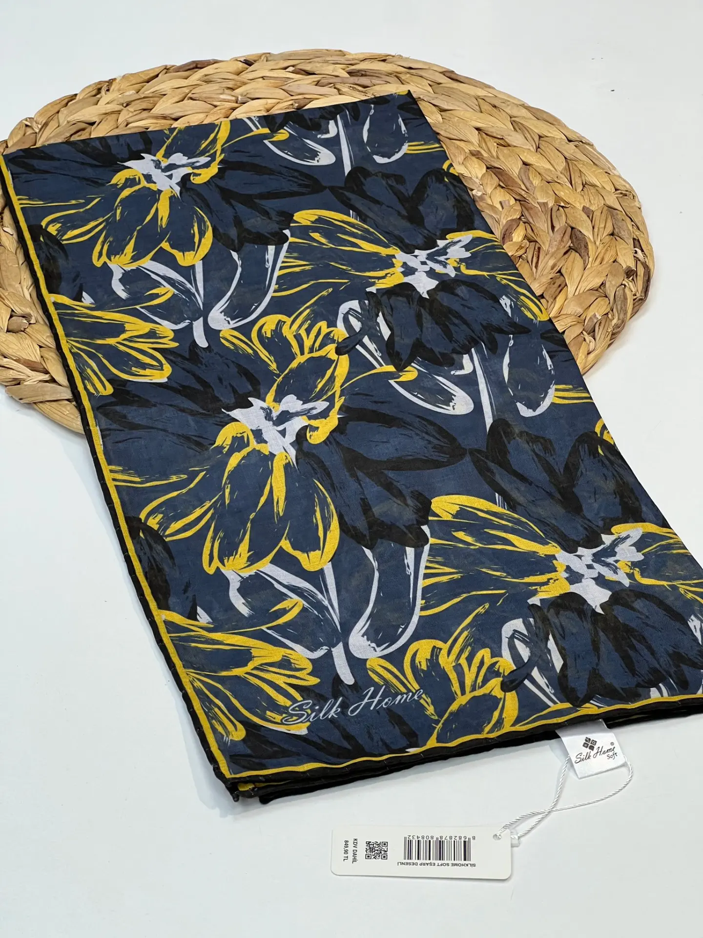 Silk home desenli soft esarp 1018 LACİVERT 2