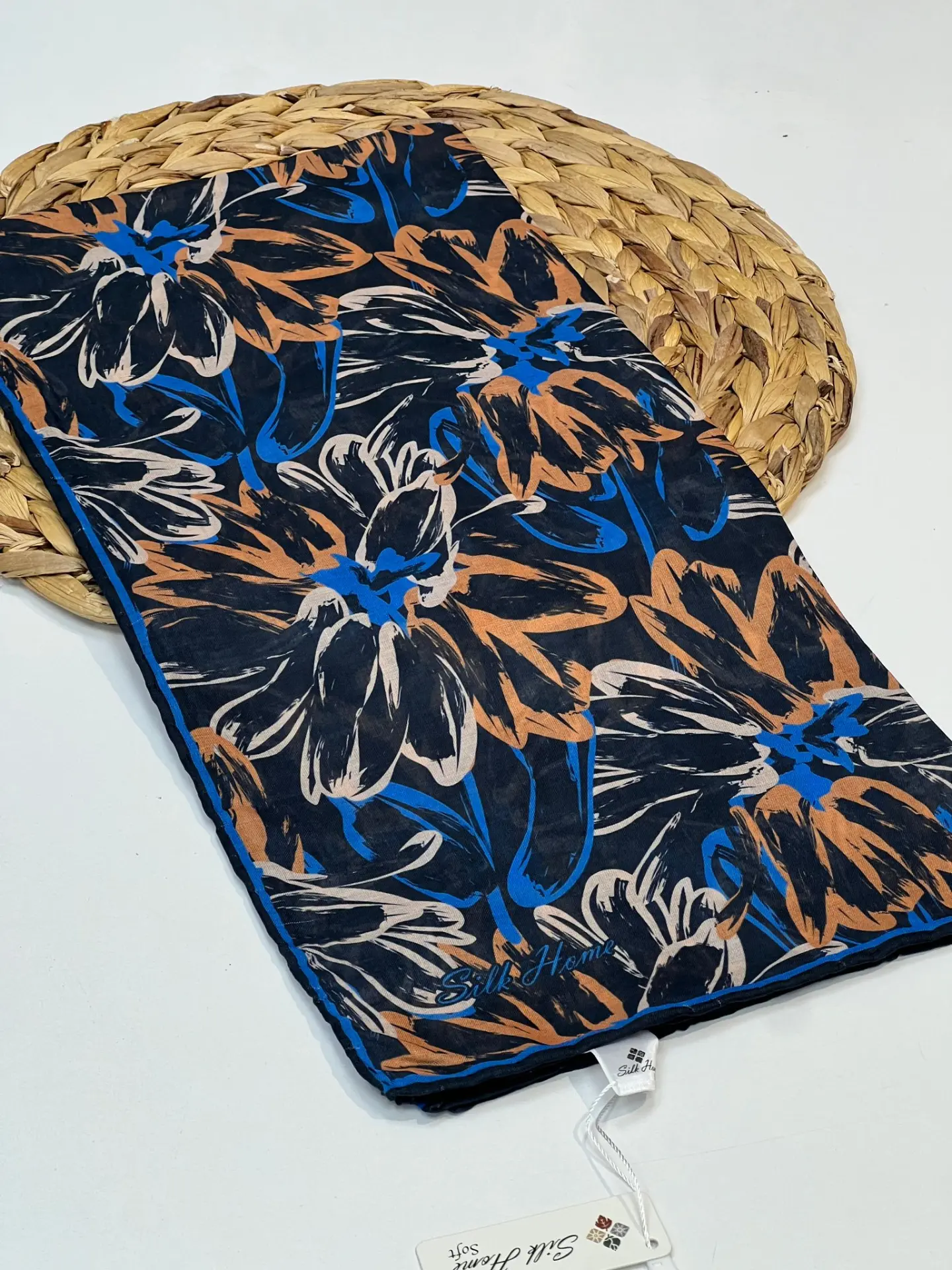 Silk home desenli soft esarp 1018 SİYAH HARDAL