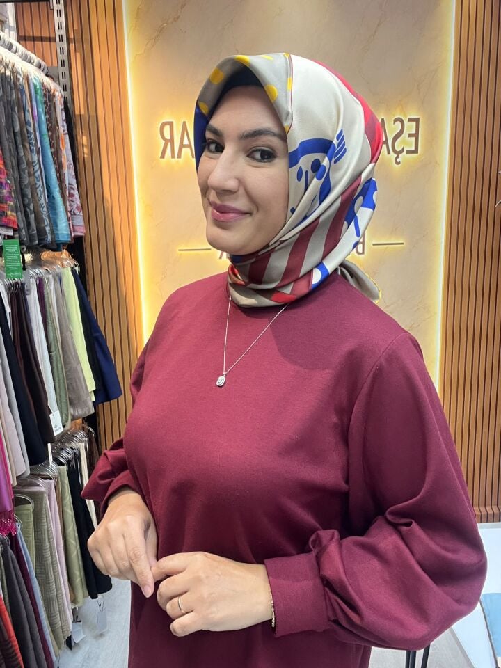 BELLİ TWİL İPEK EŞARP OBJE DESEN 1210 BORDO