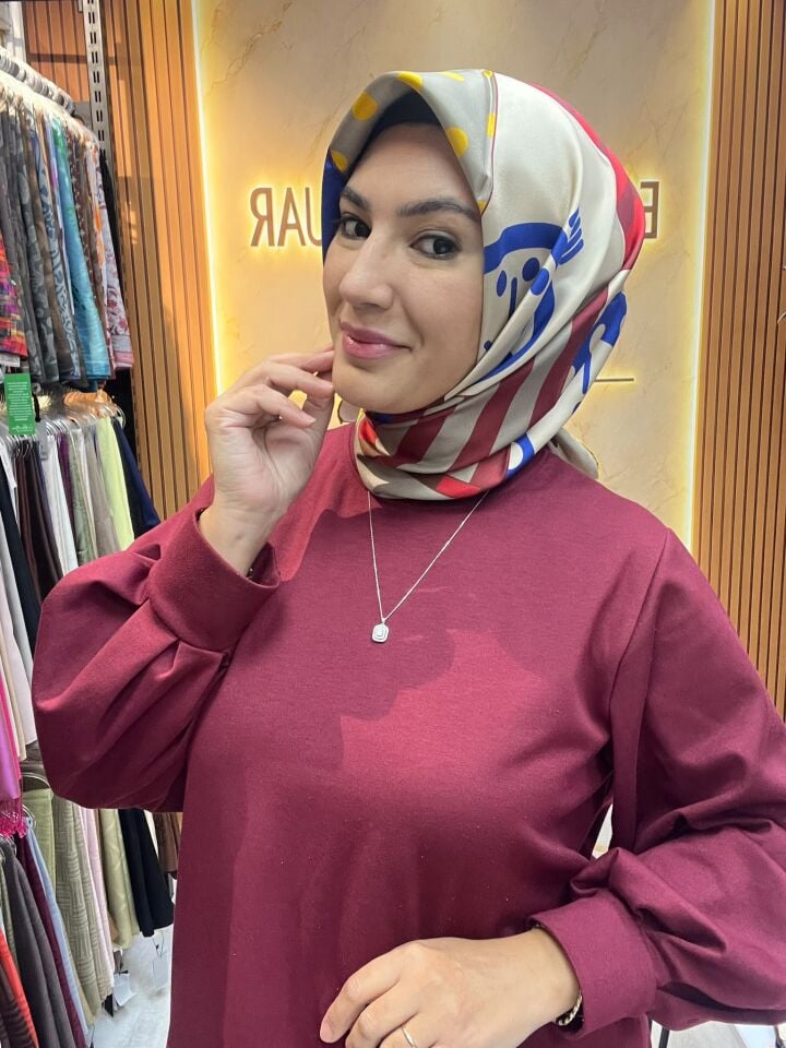 BELLİ TWİL İPEK EŞARP OBJE DESEN 1210 BORDO