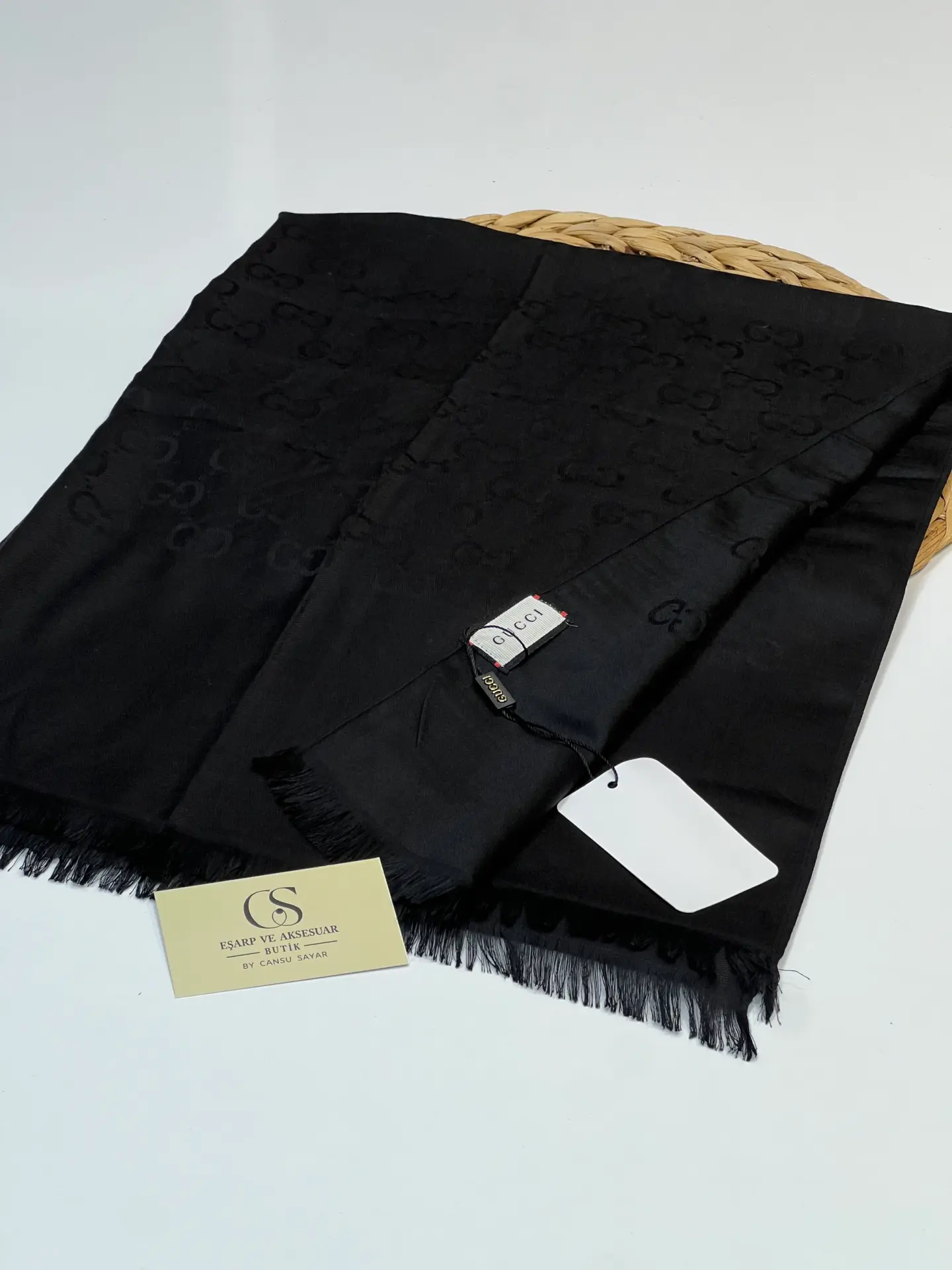 GUCCI KAŞMİR PAMUK İPEK ŞAL 1076 SİYAH