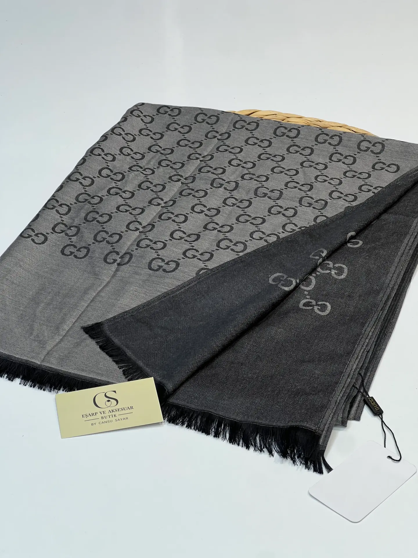 GUCCI KAŞMİR PAMUK İPEK ŞAL 1076 FÜME
