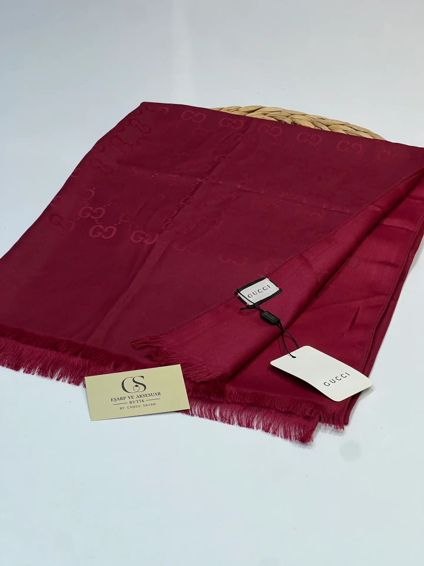 GUCCI KAŞMİR PAMUK İPEK ŞAL 1076 BORDO