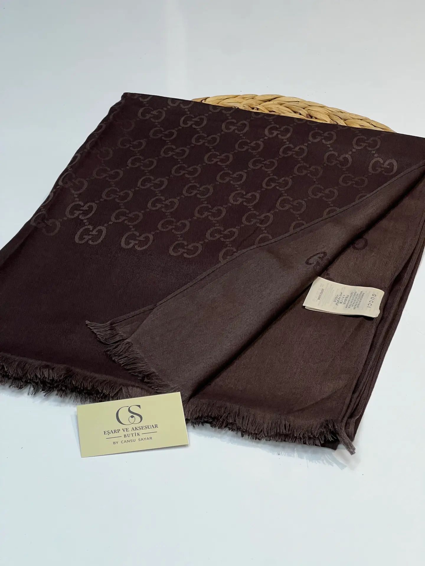 GUCCI KAŞMİR PAMUK İPEK ŞAL 1076 ACI KAHVE