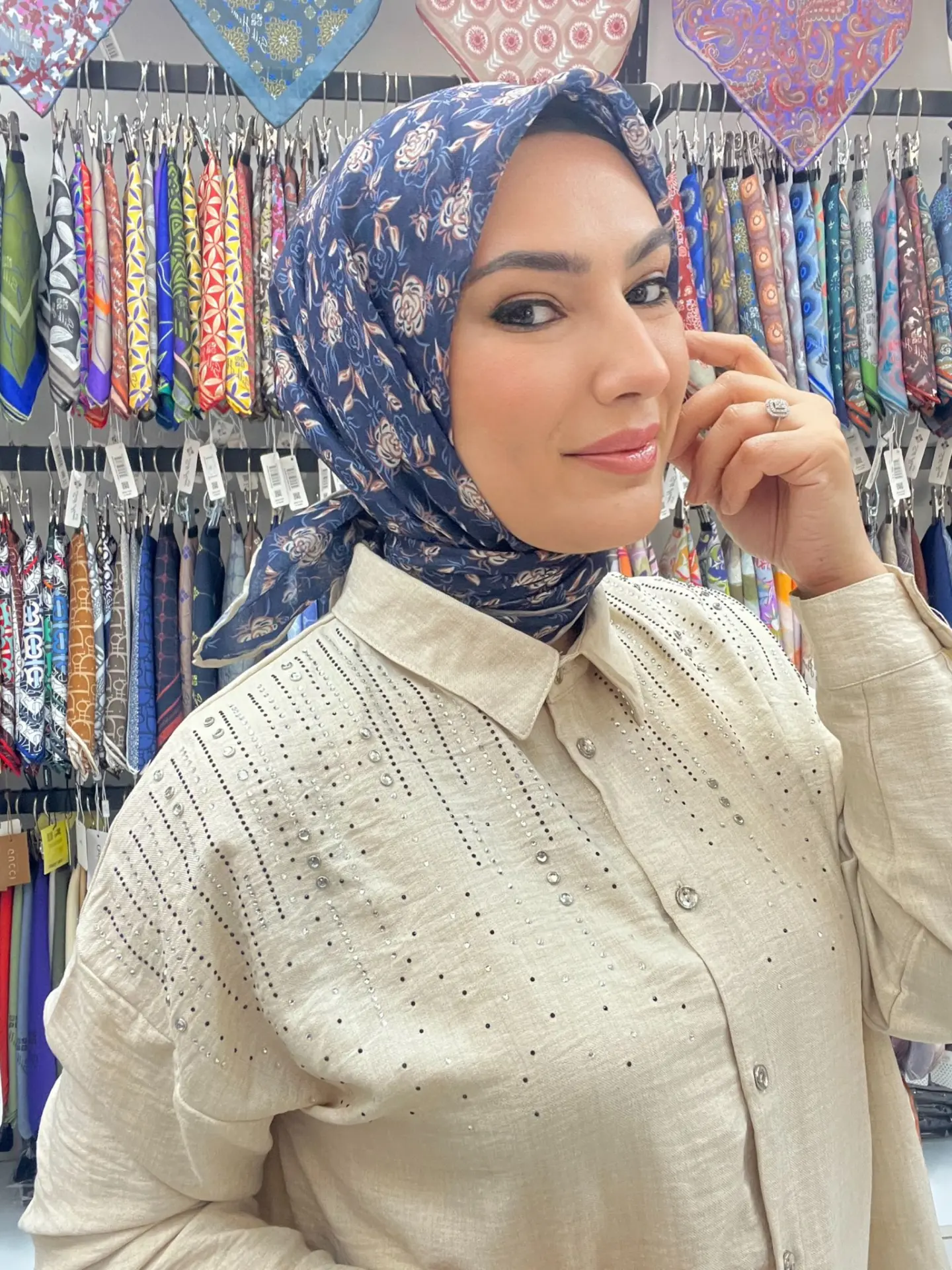 LOCELLA GÜL DESEN SOFT EŞARP 1031 LACİVERT