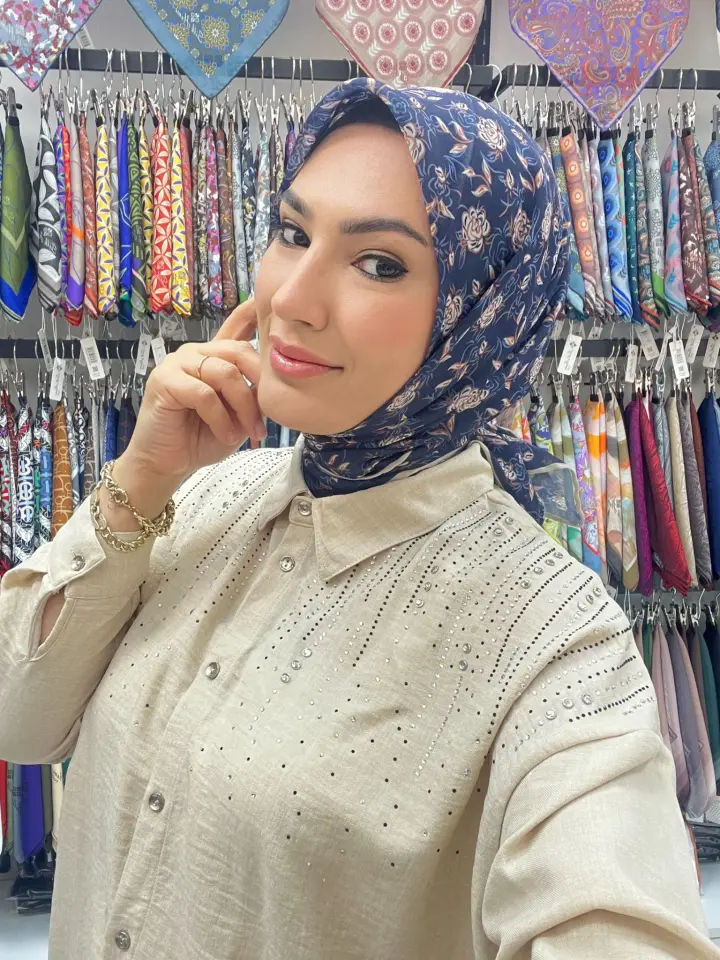 LOCELLA GÜL DESEN SOFT EŞARP 1031 LACİVERT