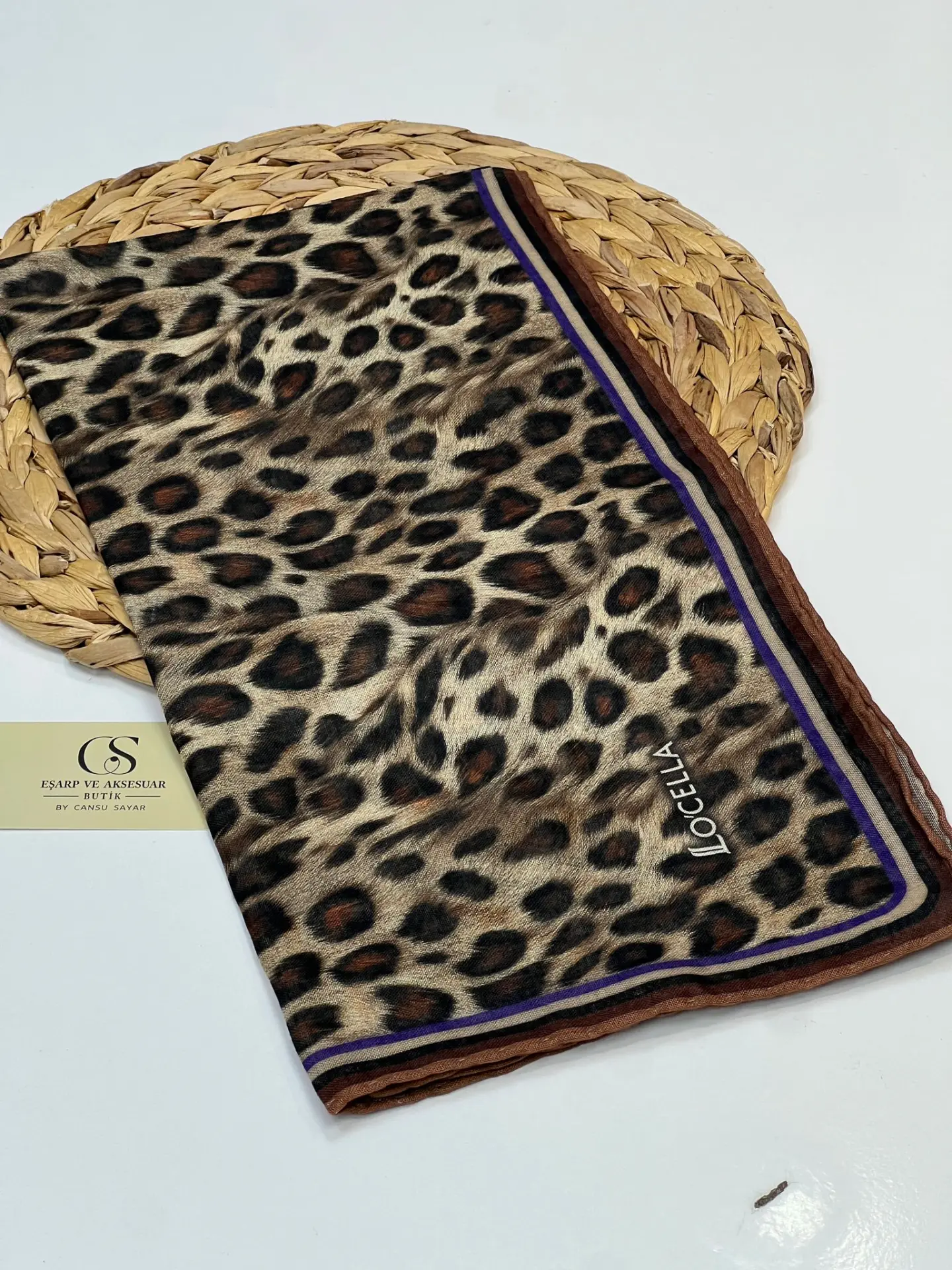 RENKLİ LEOPAR DESEN SOFT EŞARPLAR KAHVERENGİ - SARI
