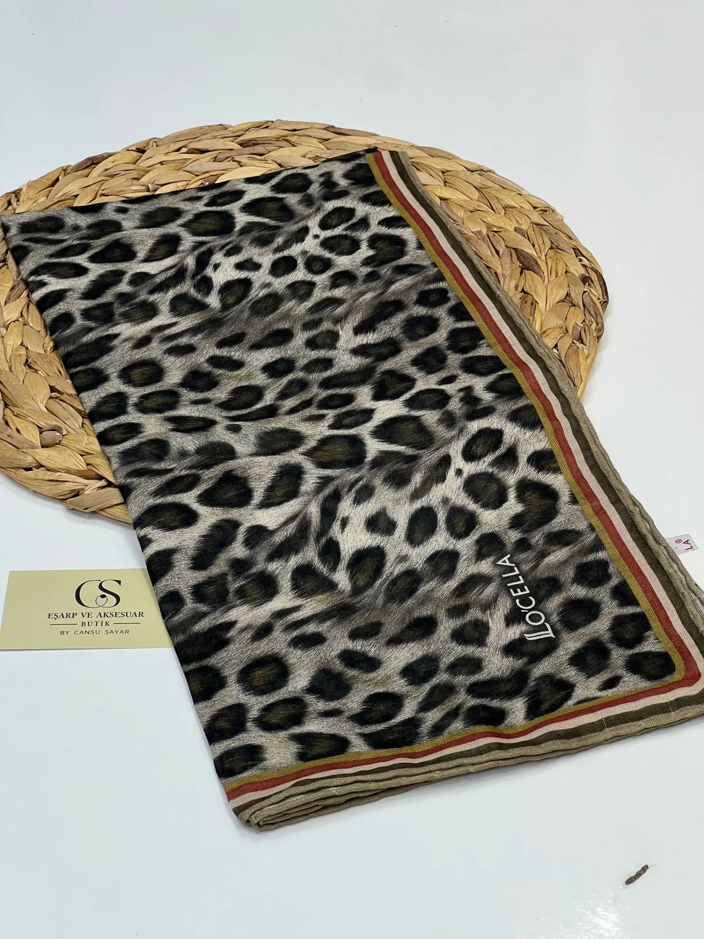 RENKLİ LEOPAR DESEN SOFT EŞARPLAR VİZON