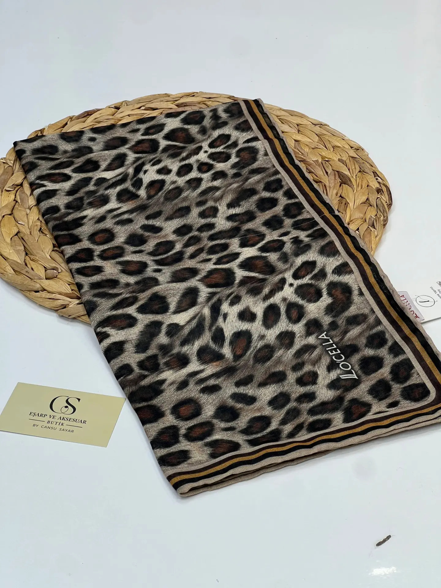 RENKLİ LEOPAR DESEN SOFT EŞARPLAR ÇİKOLATA KAHVE