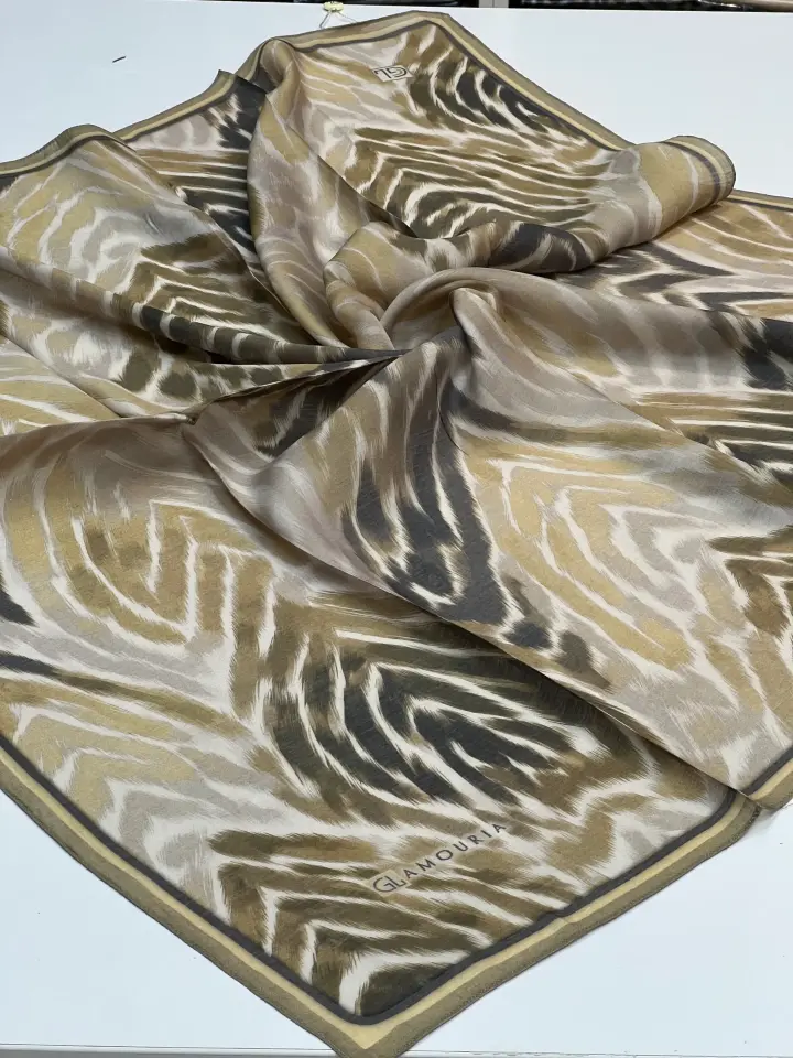 GLAMORİA ZEBRA DESEN MODAL İPEK EŞARP 1098 YAĞ YEŞİL