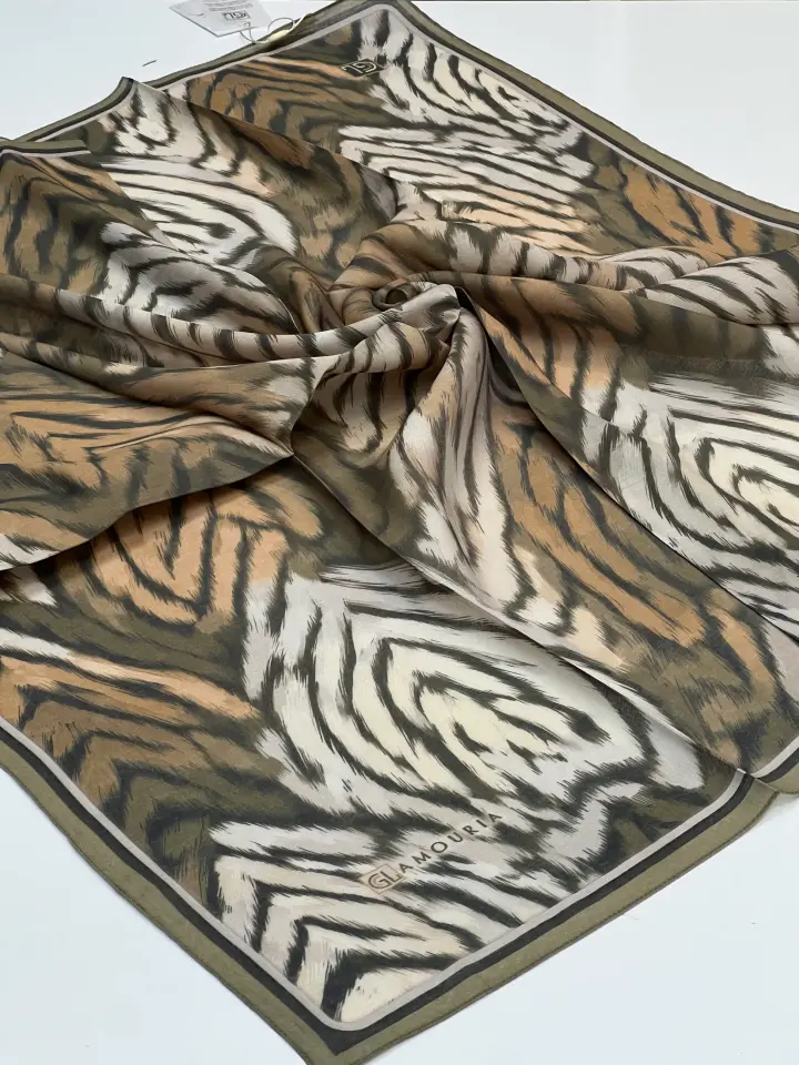 GLAMORİA ZEBRA DESEN MODAL İPEK EŞARP 1098 HAKİ YEŞİL