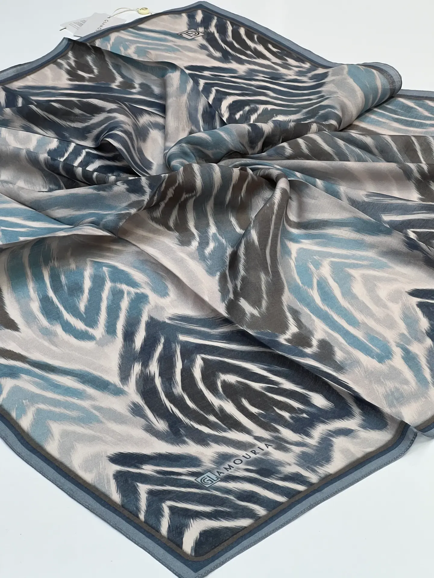 GLAMORİA ZEBRA DESEN MODAL İPEK EŞARP 1098 İNDİGO