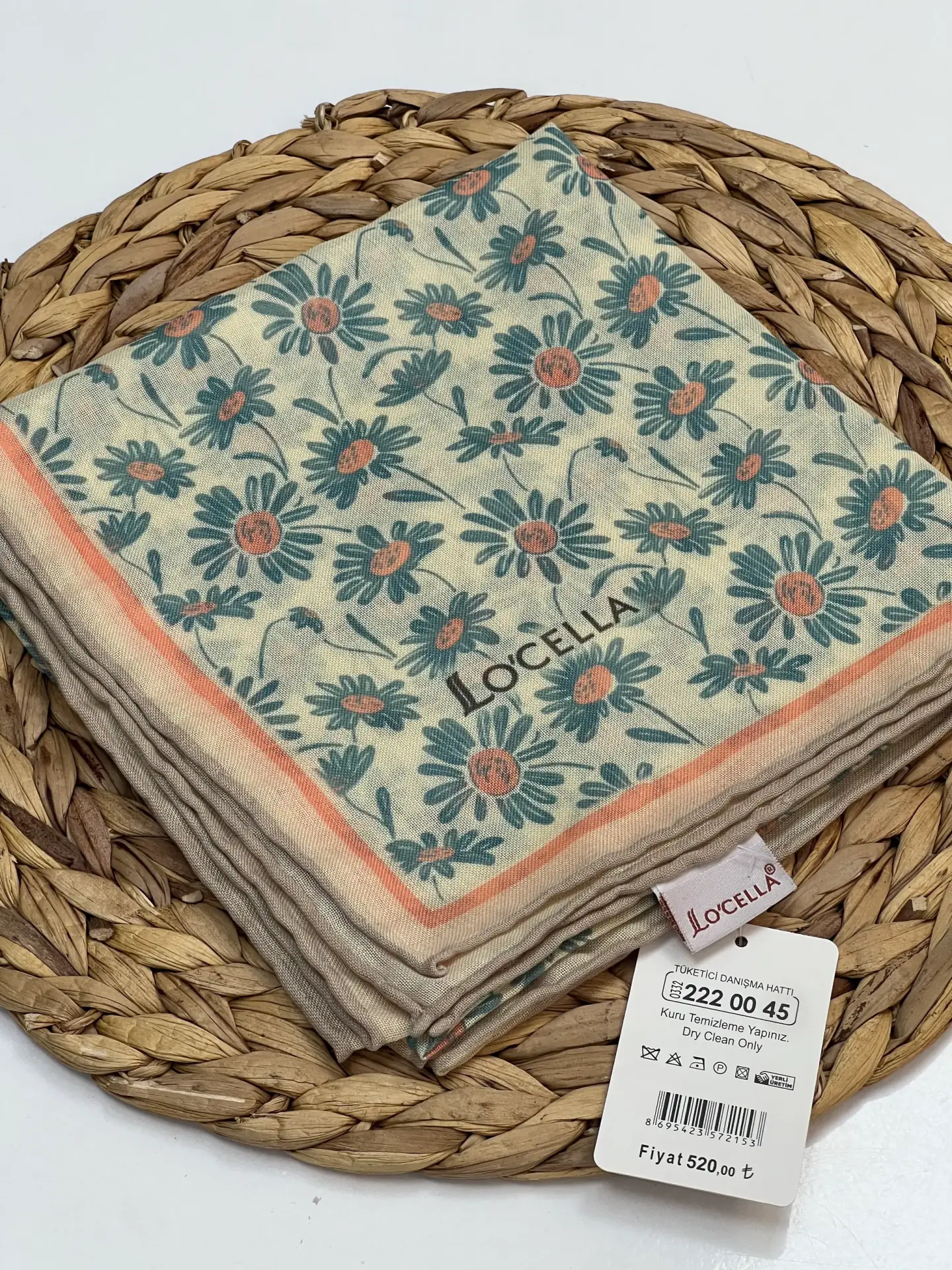 LOCELLA PAPATYA DESEN SOFT EŞARP 1031 KREM LACİVERT