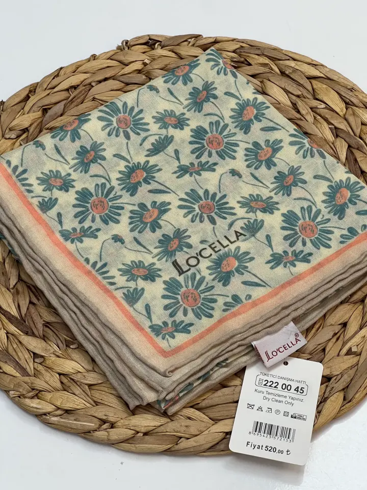 LOCELLA PAPATYA DESEN SOFT EŞARP 1031 KREM LACİVERT