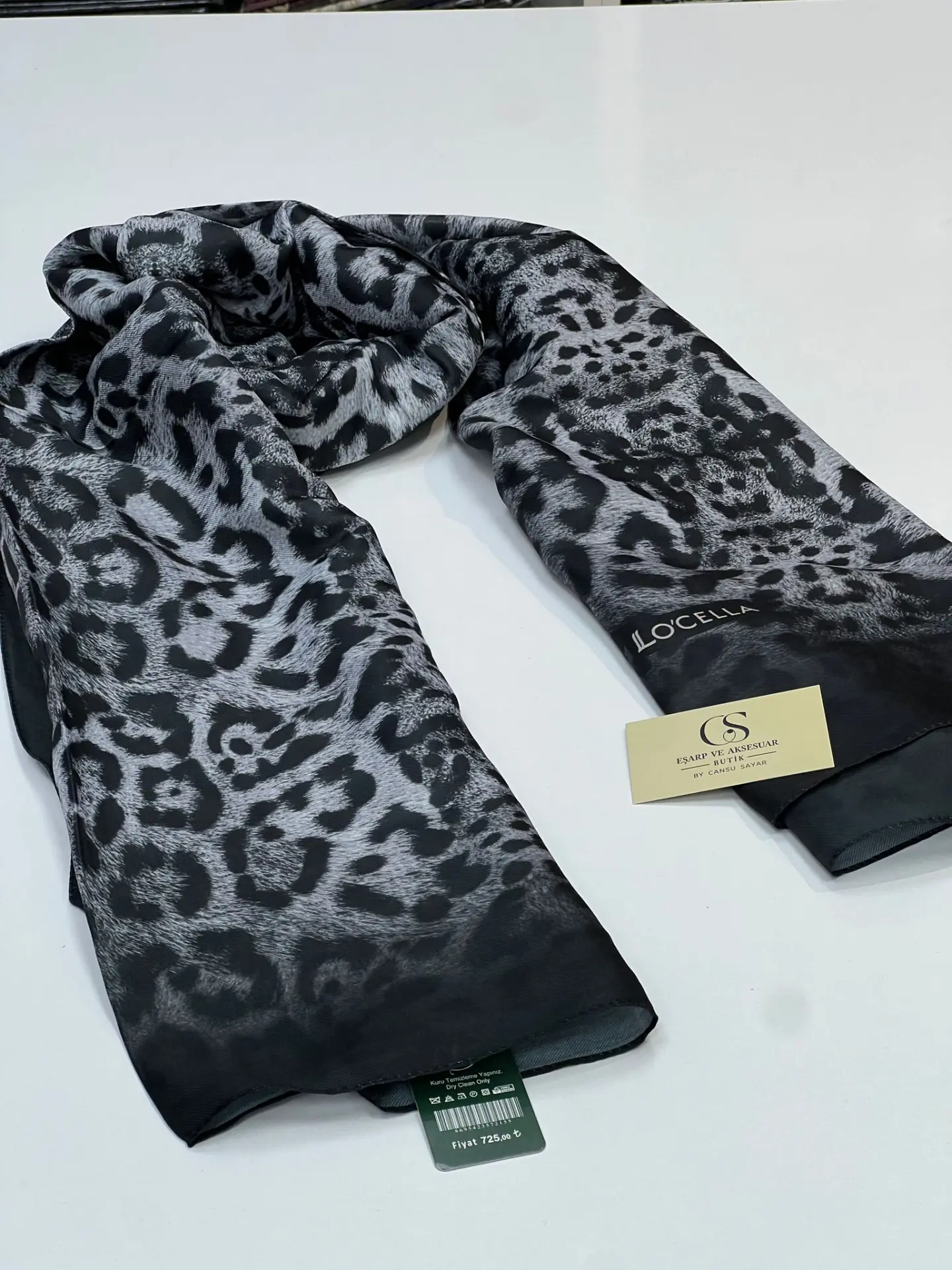 LOCELLA LEOPAR DESEN SOFT ŞAL GRİ
