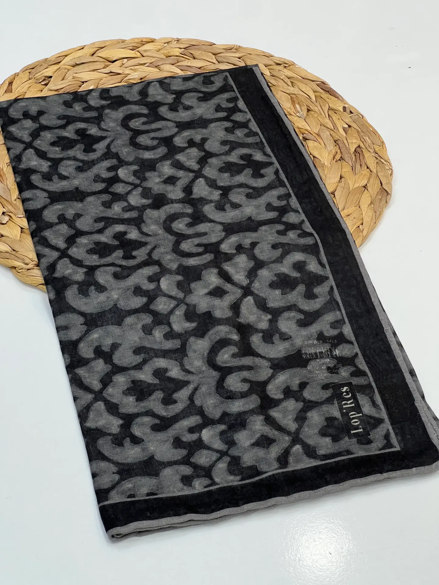 LOP RES ETNİK DESEN SOFT PAMUK EŞARP 1099 SİYAH-GRİ