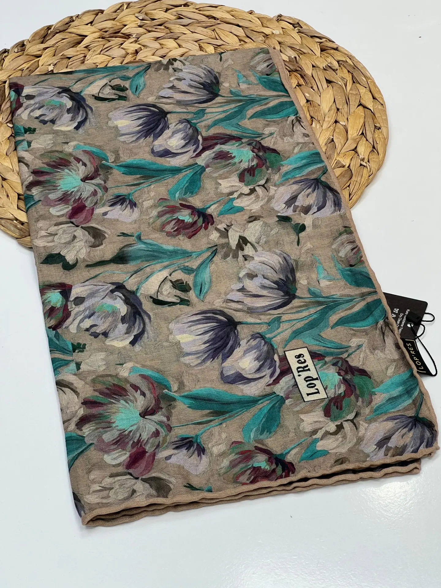 LOP RES LALE DESEN SOFT PAMUK EŞARP 1100 KREM