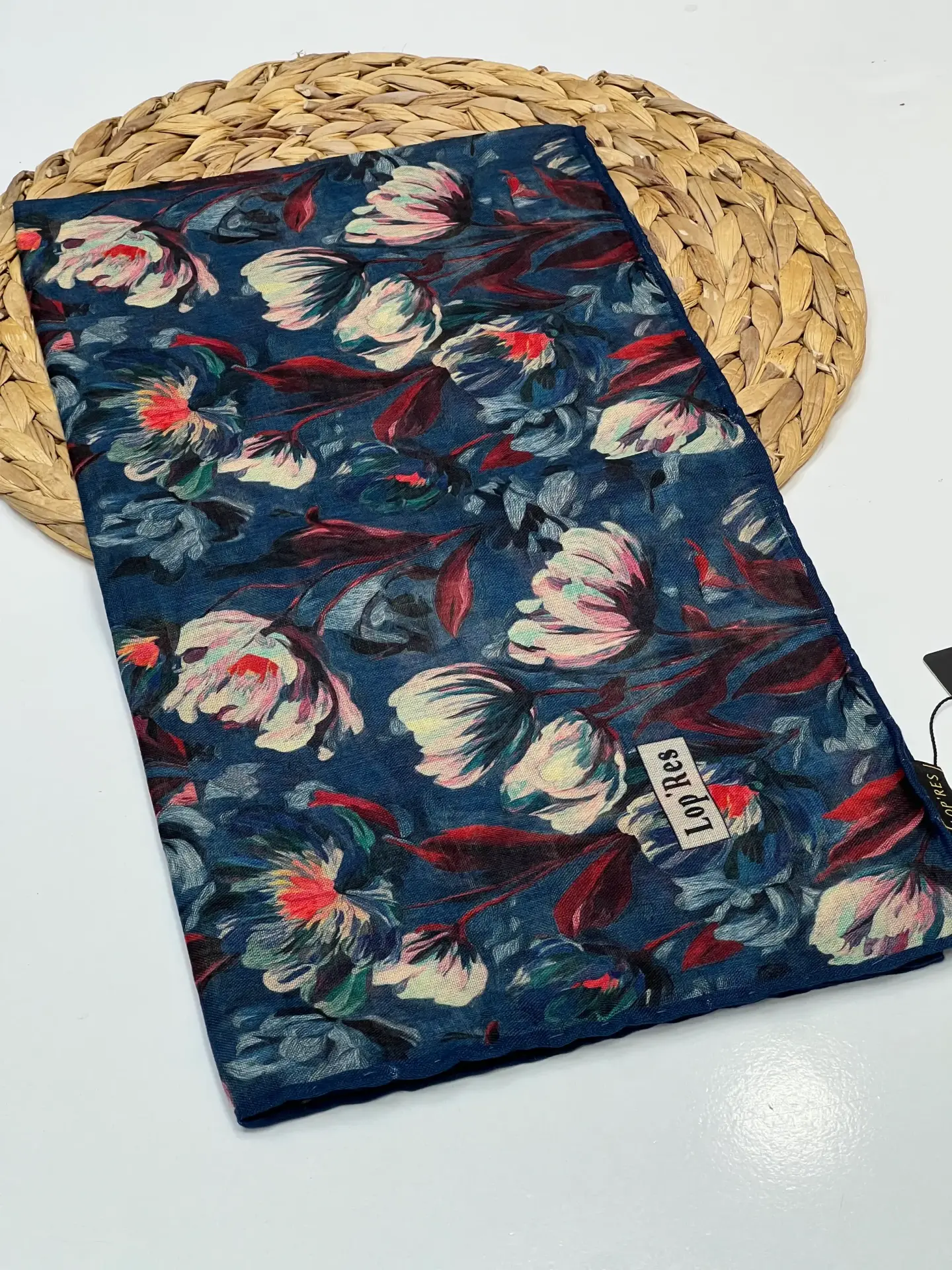 LOP RES LALE DESEN SOFT PAMUK EŞARP 1100 LACİVERT