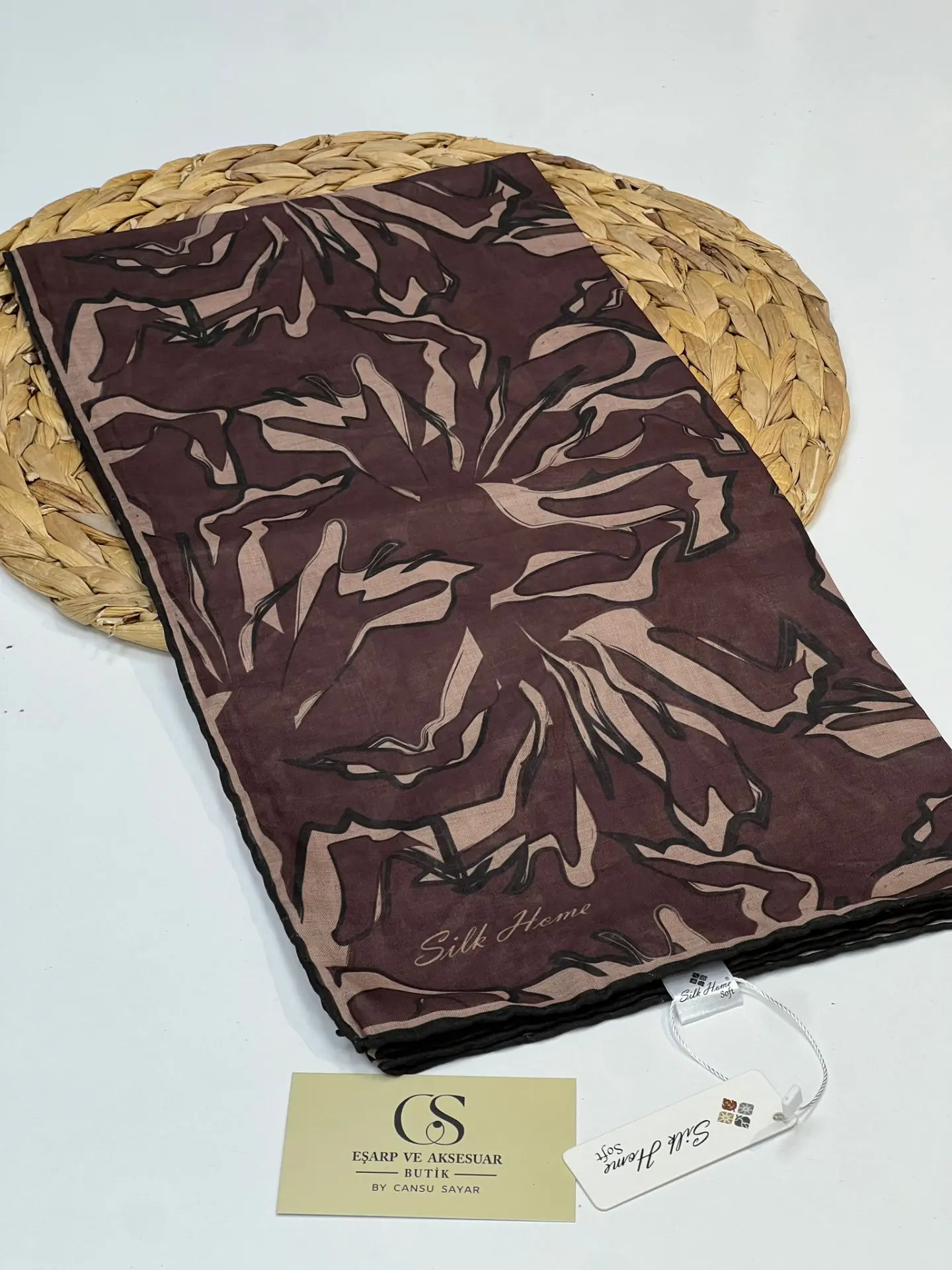 SİLK HOME SOFT PAMUK EŞARP 1016 KAHVERENGİ - SARI