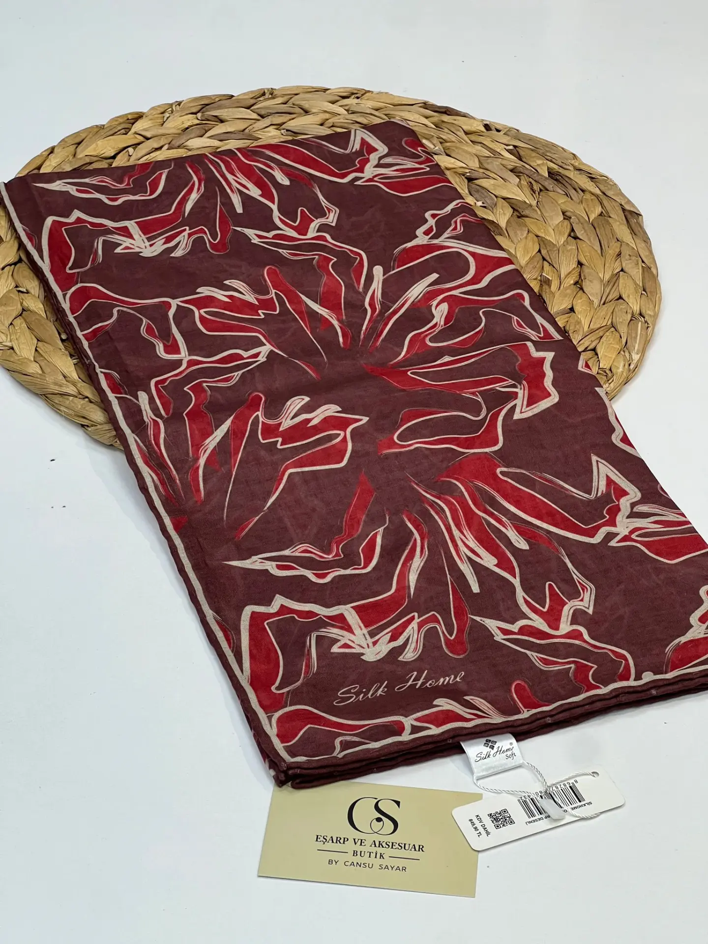 SİLK HOME SOFT PAMUK EŞARP 1016 BORDO