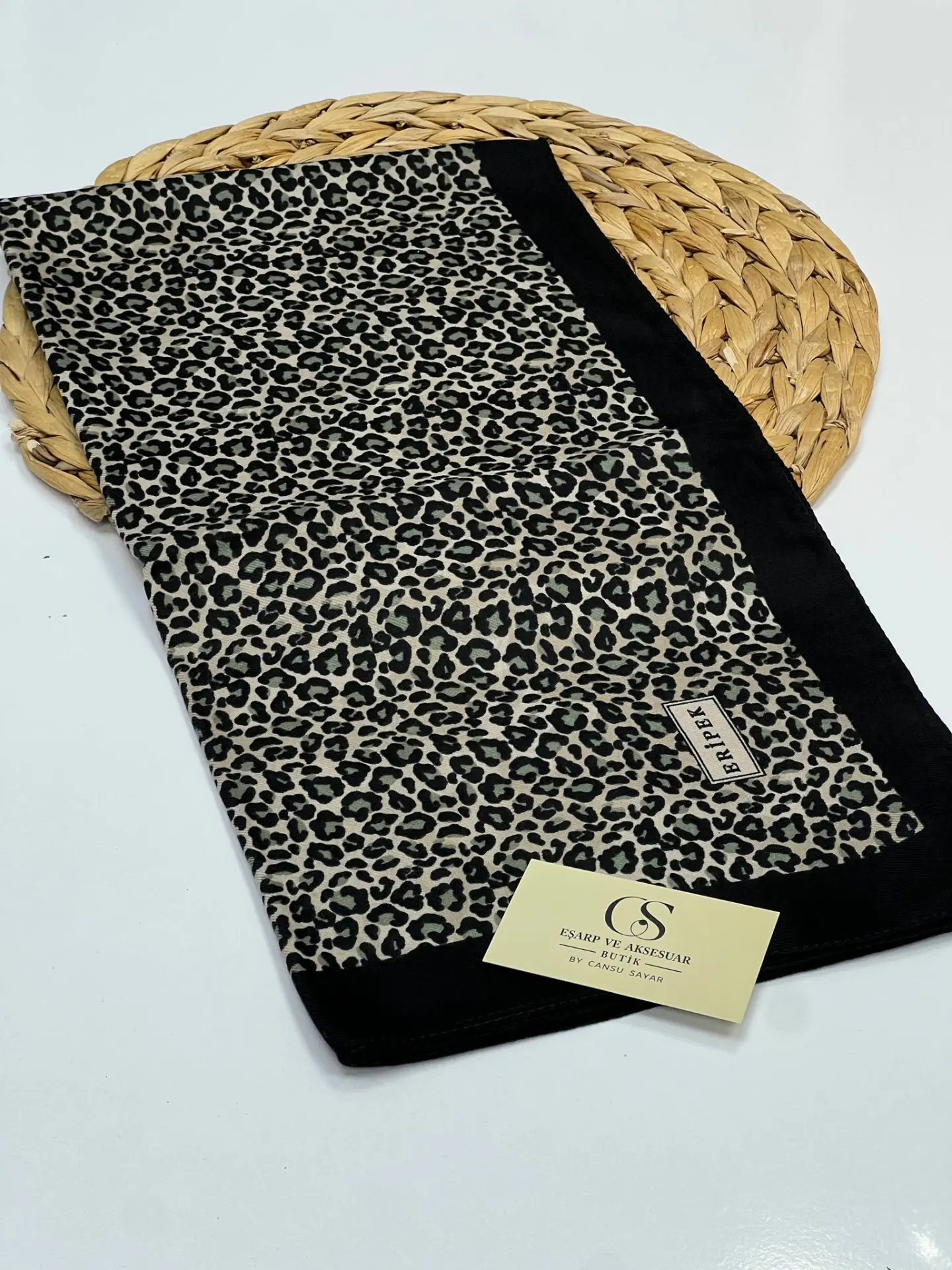 LEOPAR DESEN KIŞLIK PAMUK EŞARP MİNT YEŞİL