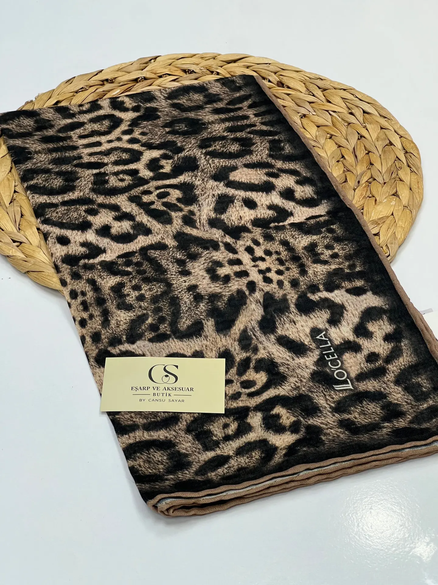 LOCELLA LEOPAR DESEN SOFT EŞARP VİZON