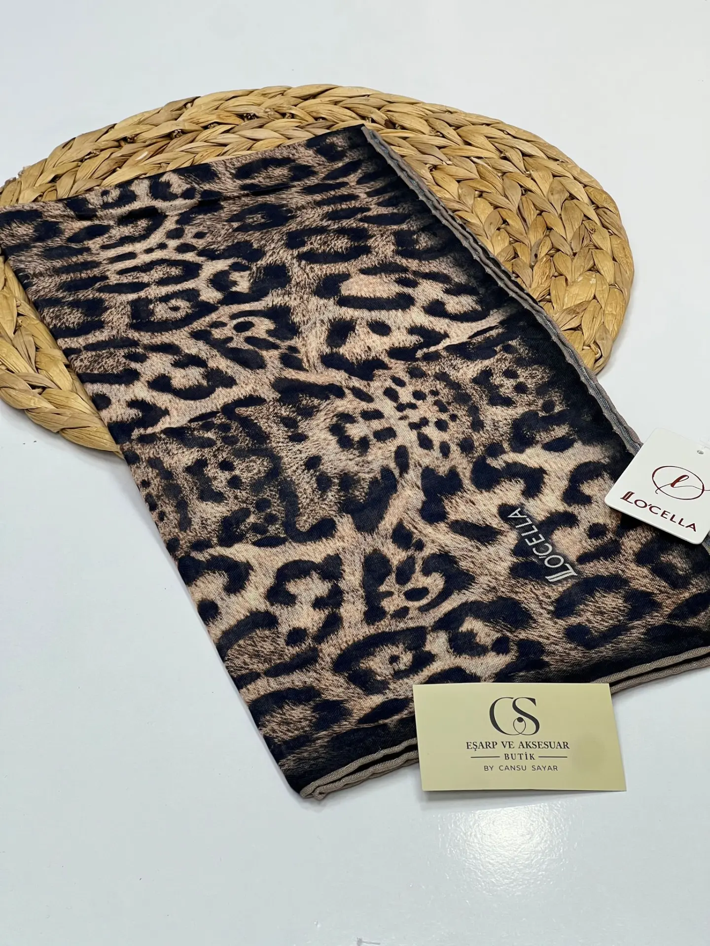 LOCELLA LEOPAR DESEN SOFT EŞARP LACİVERT