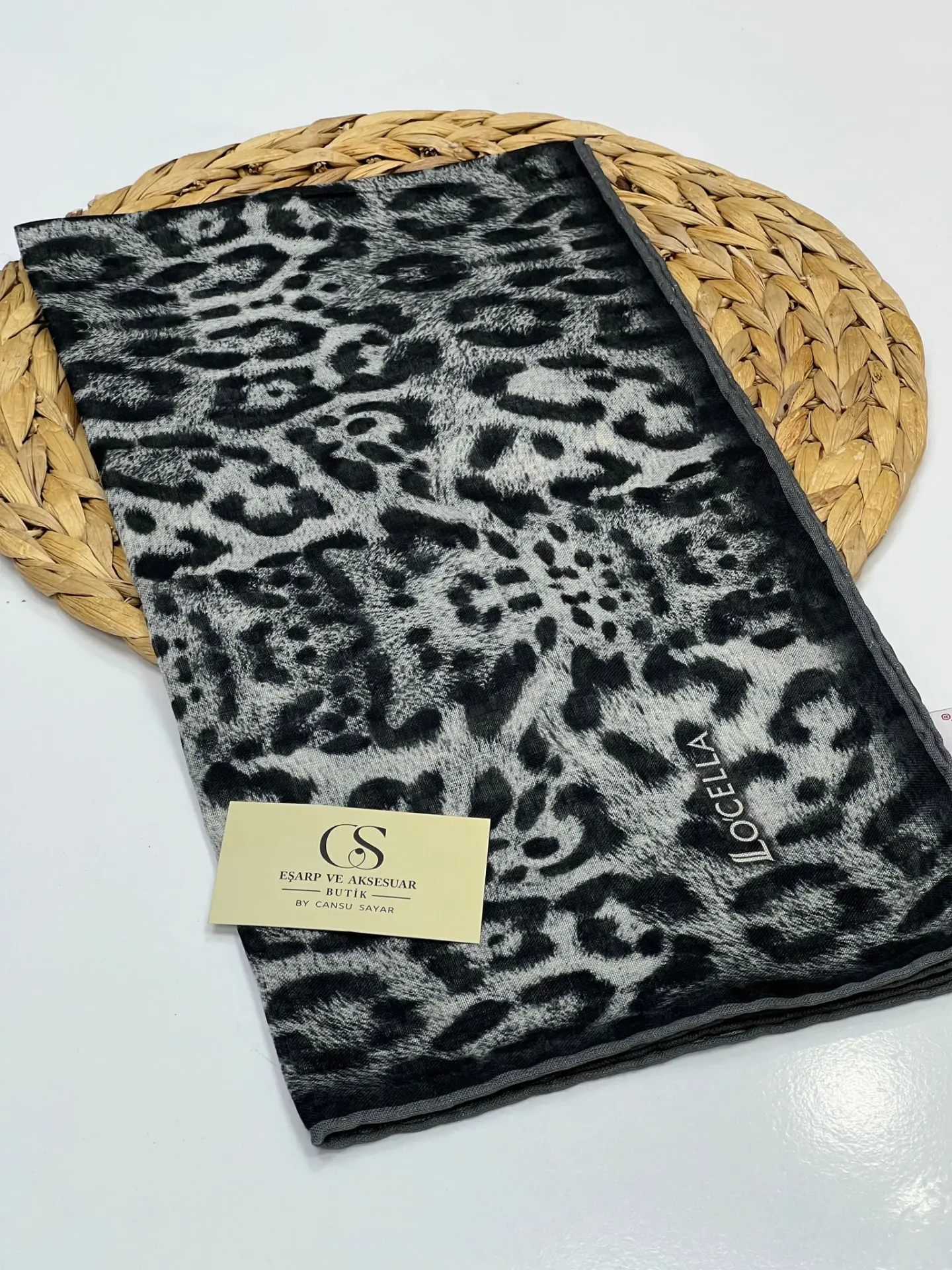 LOCELLA LEOPAR DESEN SOFT EŞARP GRİ