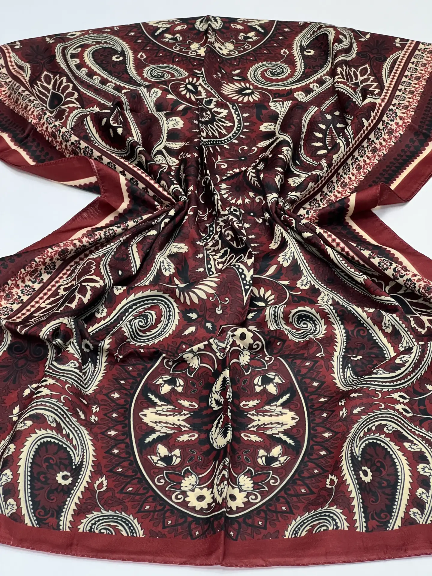 ETNİK DESEN SOFT PAMUK ŞAL BORDO