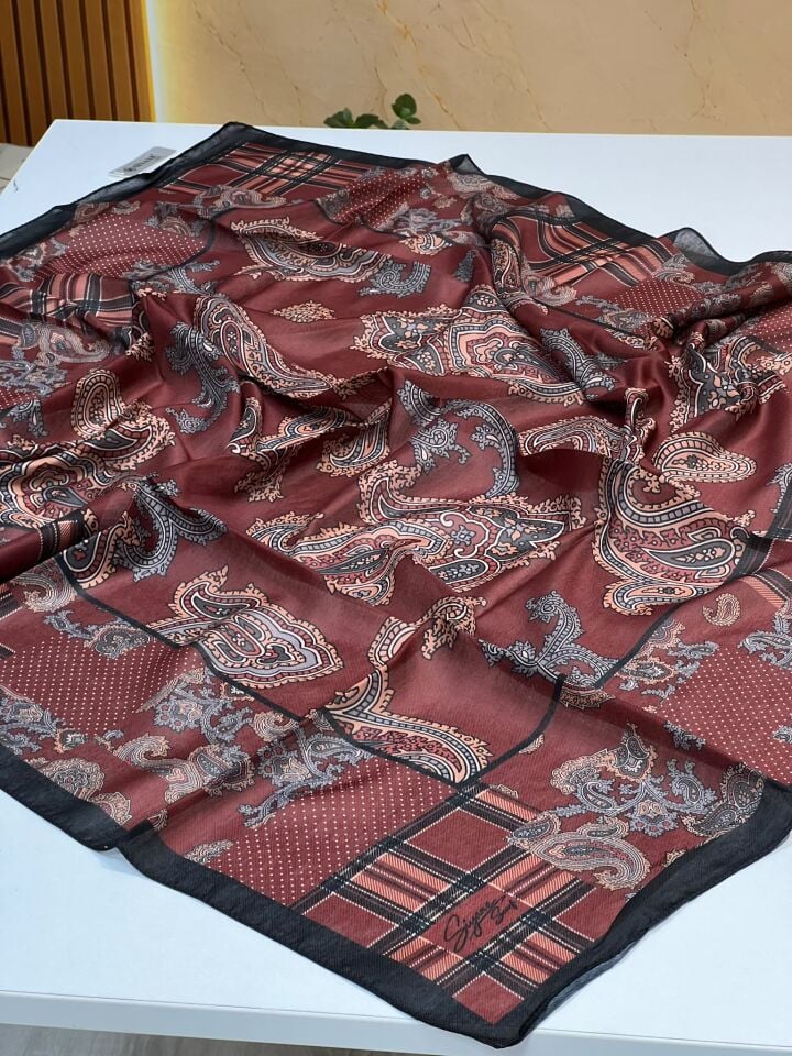 SİYANE EKOSE DESEN SOFT PAMUK EŞARP 1226 KİREMİT