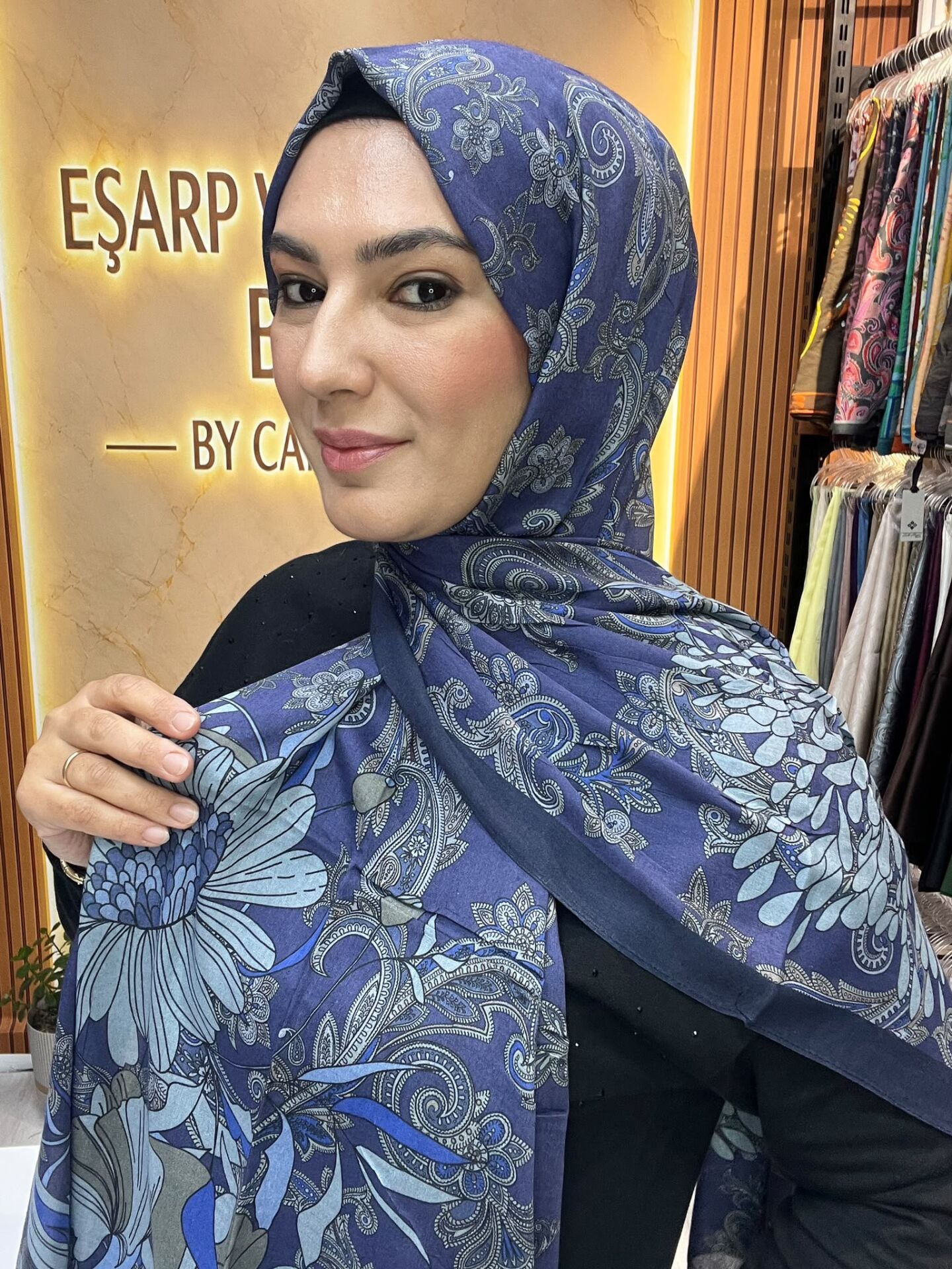 LUVENSARA PAMUK İPEK ŞAL 1227 LACİVERT