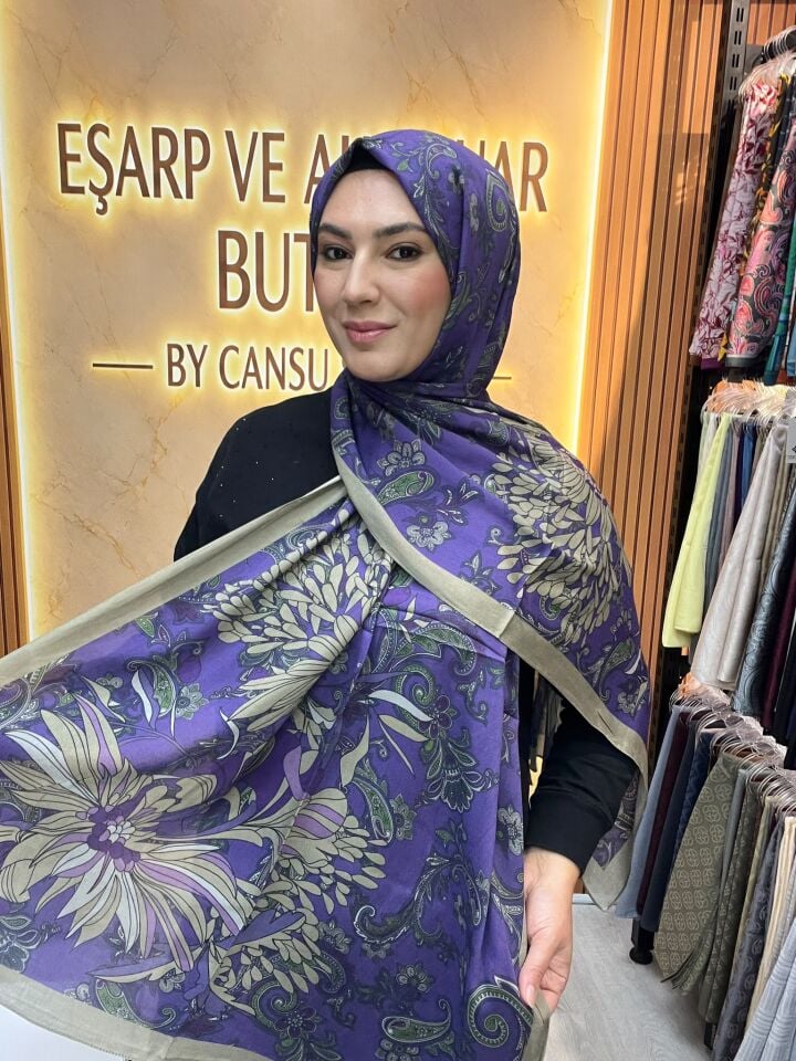 LUVENSARA PAMUK İPEK ŞAL 1227 MOR