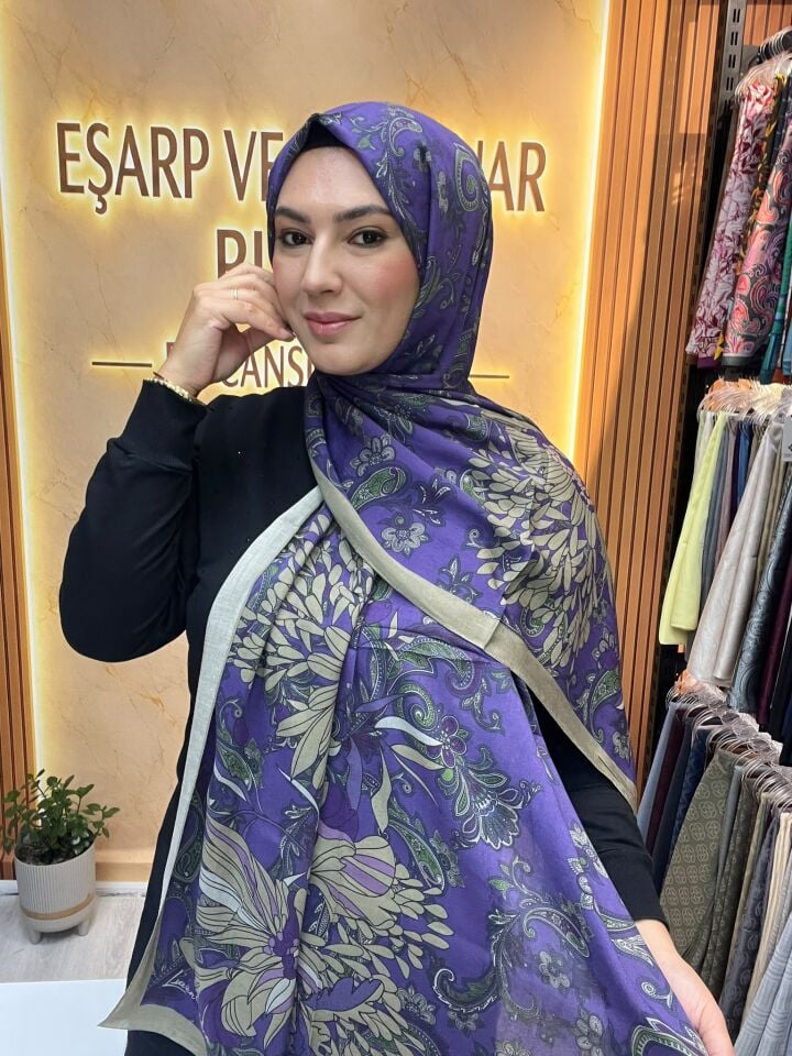 LUVENSARA PAMUK İPEK ŞAL 1227 MOR