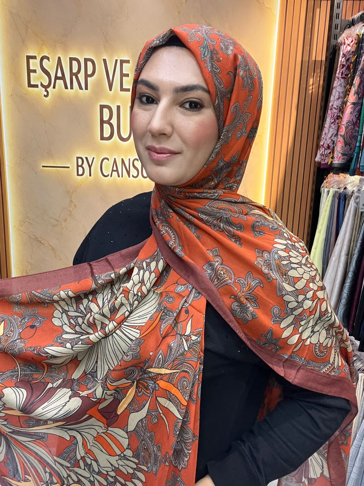 LUVENSARA PAMUK İPEK ŞAL 1227 TURUNCU