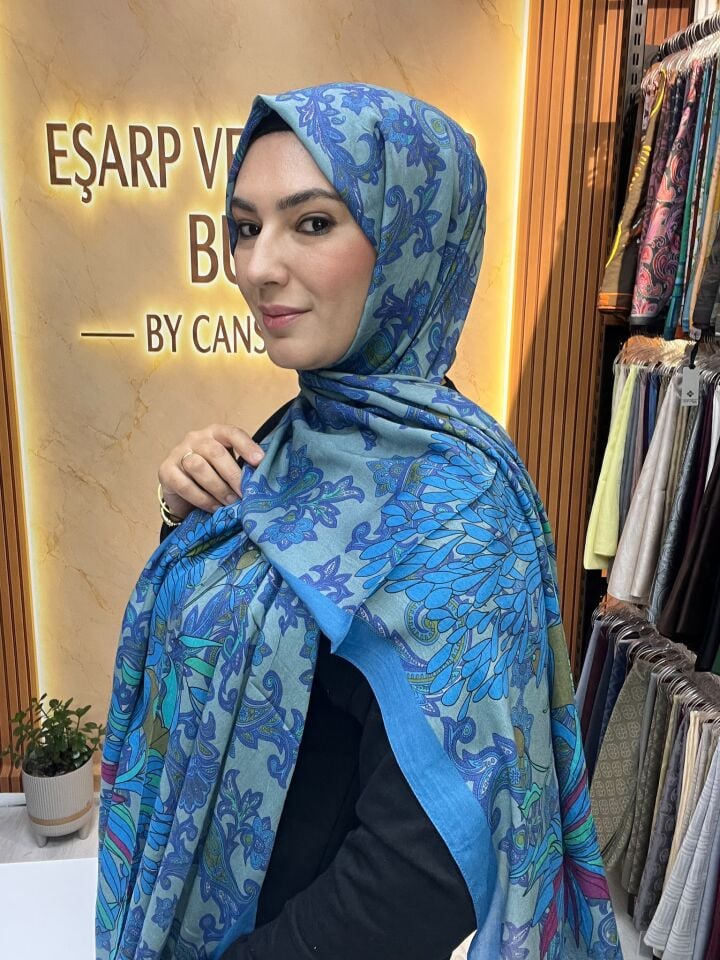 LUVENSARA PAMUK İPEK ŞAL 1227 İNDİGO